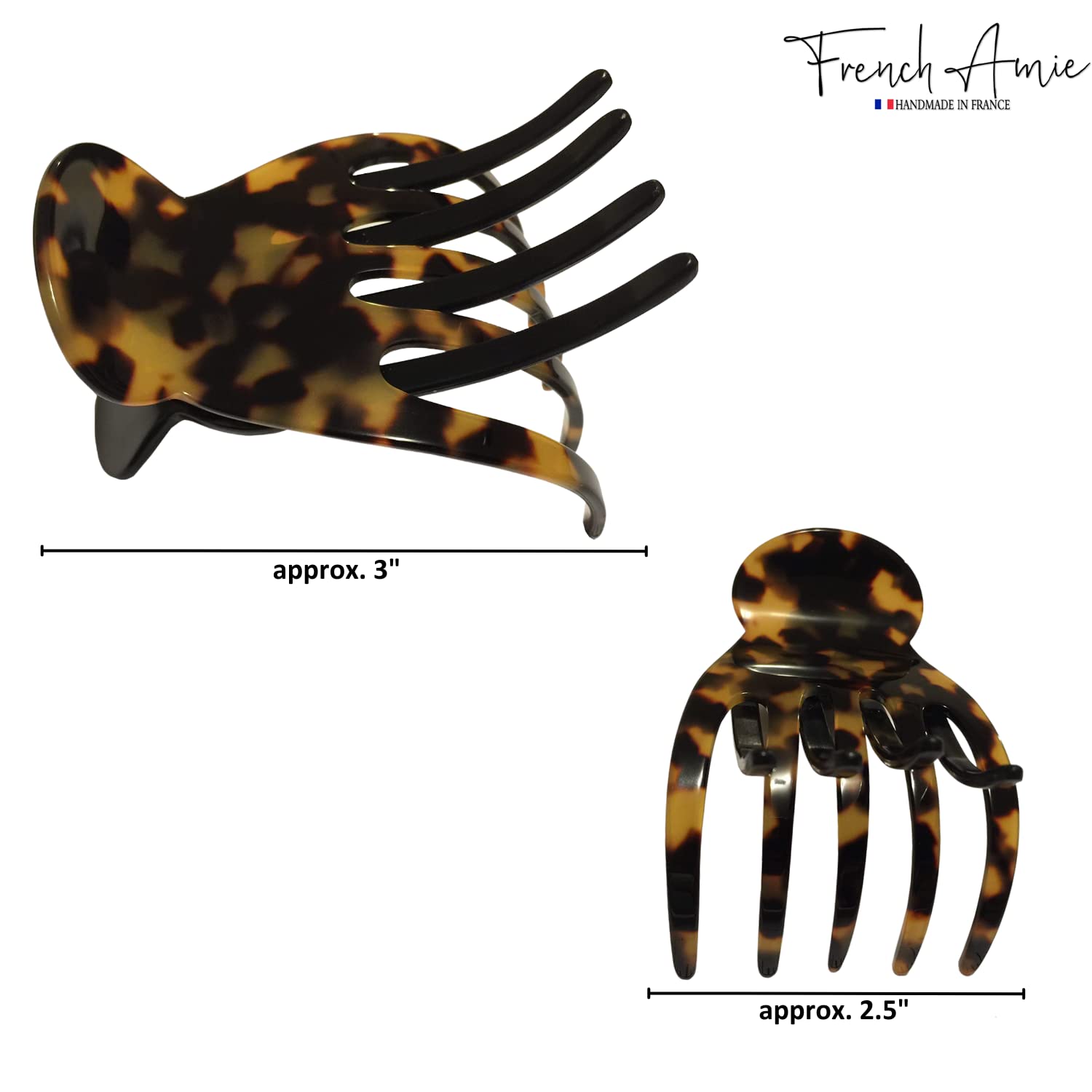 French Amie Scoop Large Cellulose Handmade Hair Side Slider Beak Jaw Claw Clip