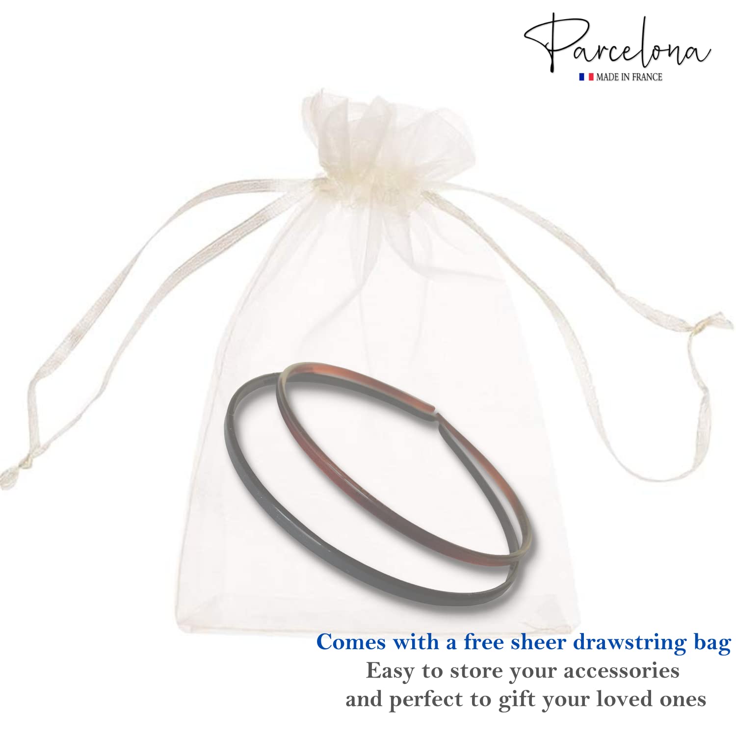 Parcelona French Skinny Black And Shell Brown Thin Hair Headbands