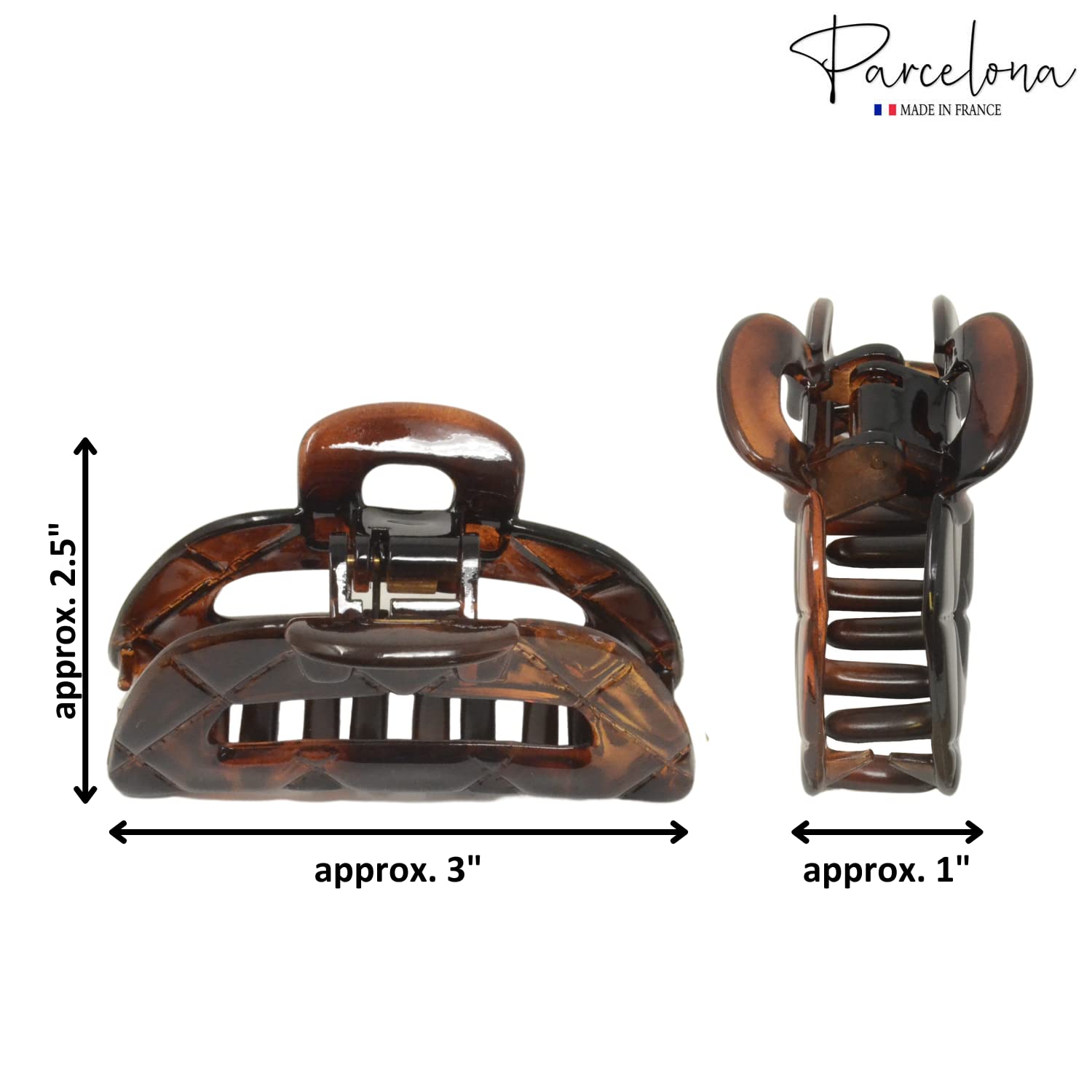 Parcelona French Elite Medium Covered Spring Tortoise Shell Jaw Hair Claw Clamp