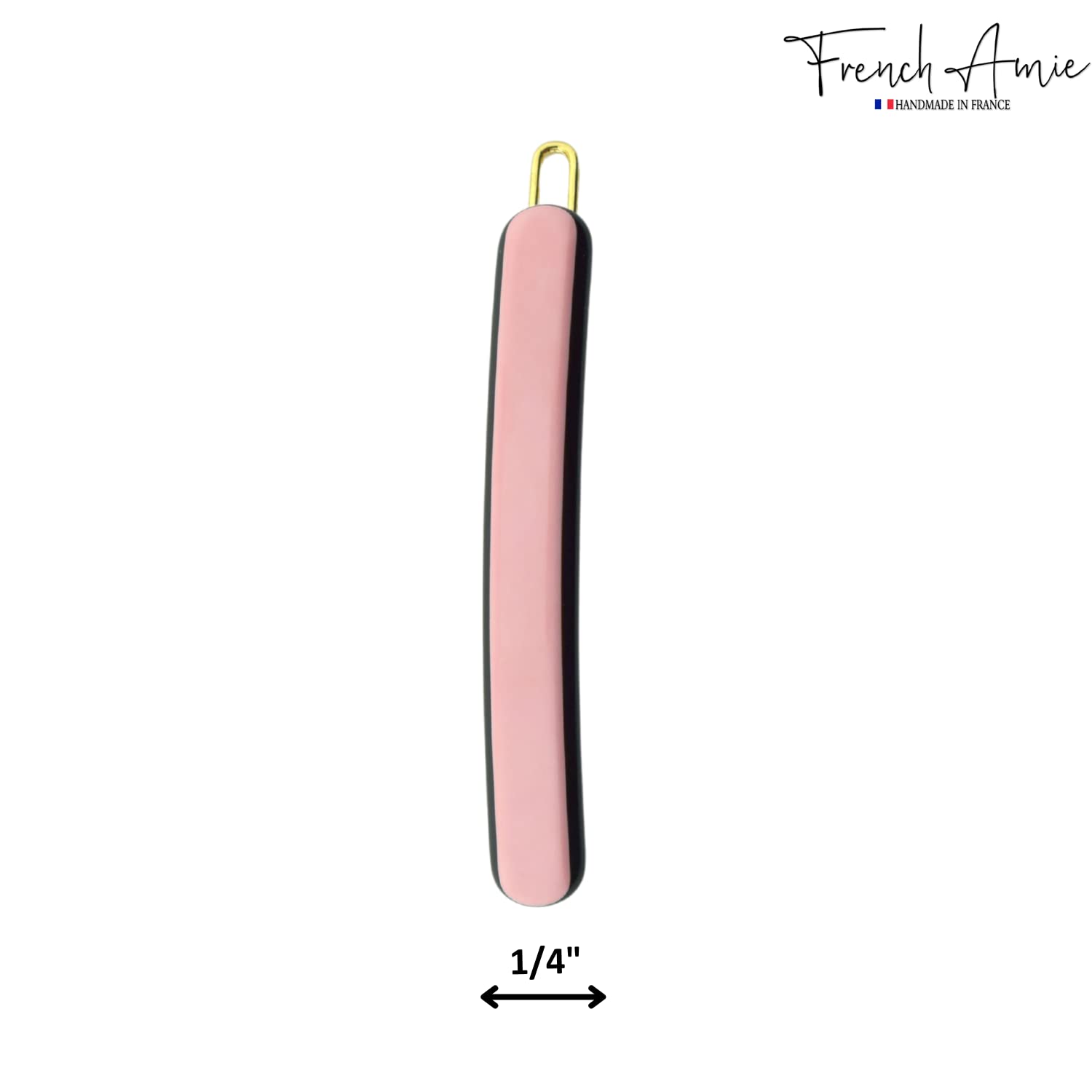 French Amie Rounded Oblong Small 2.5" Tige Boule Metal Clasp Hair Barrettes