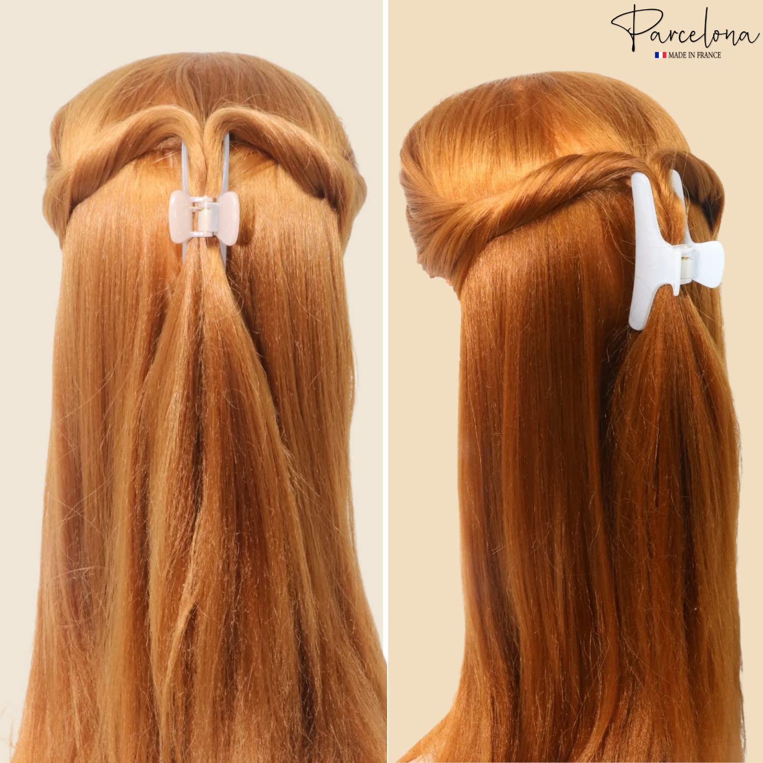 Parcelona French Flat Salon Style Medium 3 1/4" Cellulose Set of 2 Hair Claws