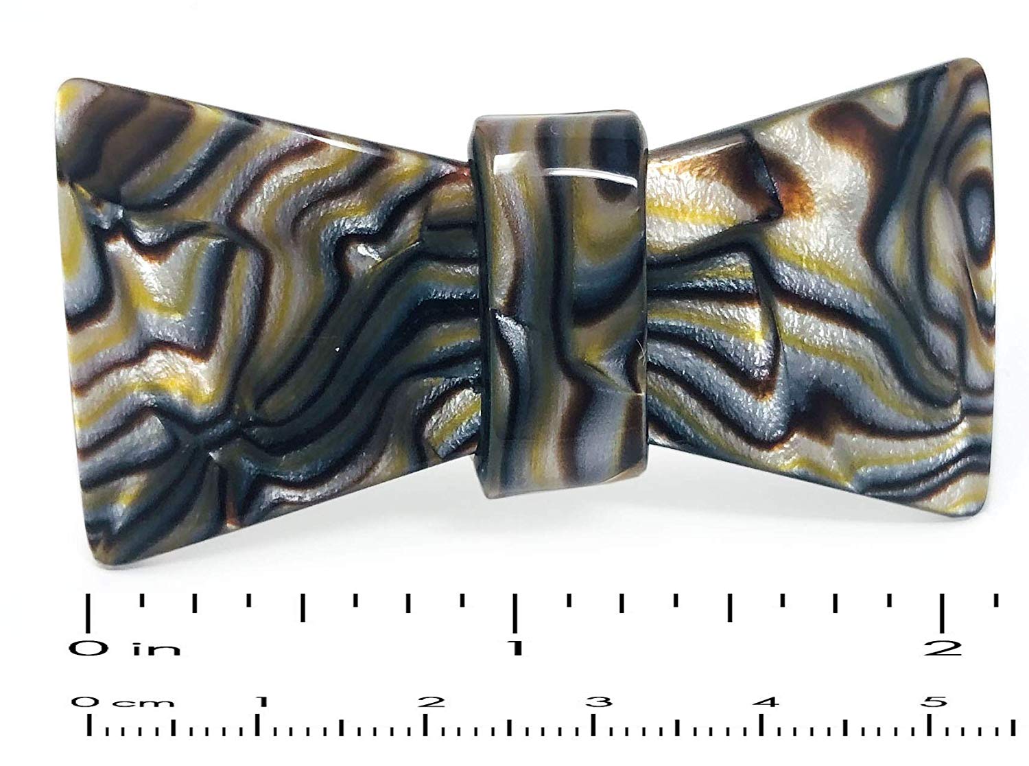 French Amie Classy Bow Onyx Silver Grey Small Handmade Cellulose Hair Barrette