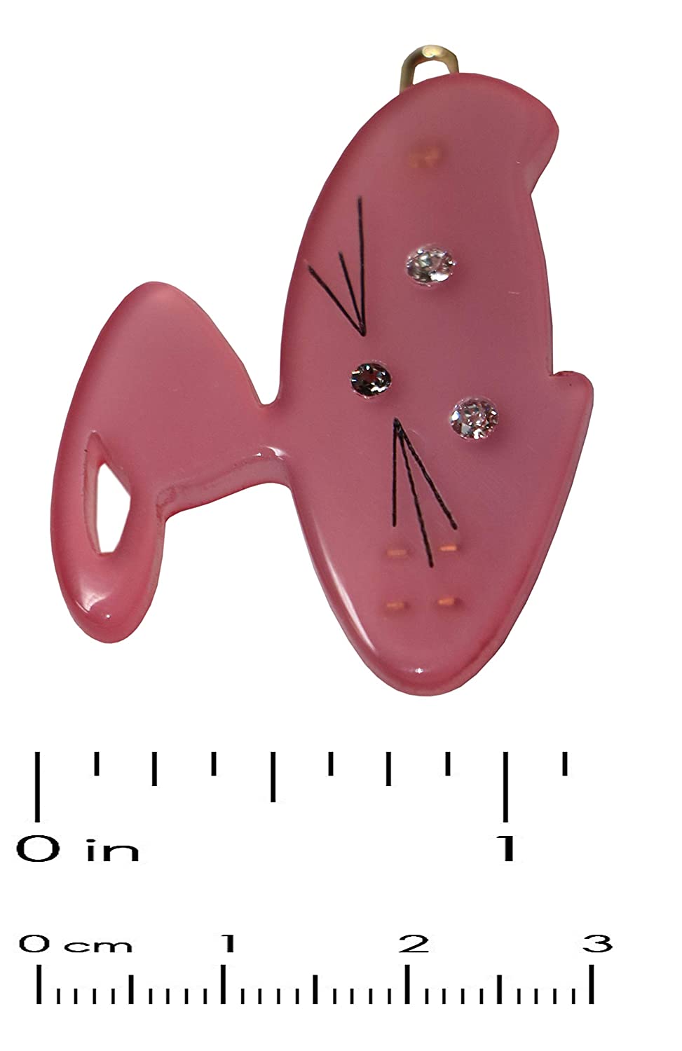 French Amie Cute Kitty Crystals Light Pink Small 1 3/4” Handmade Side Slide Hair