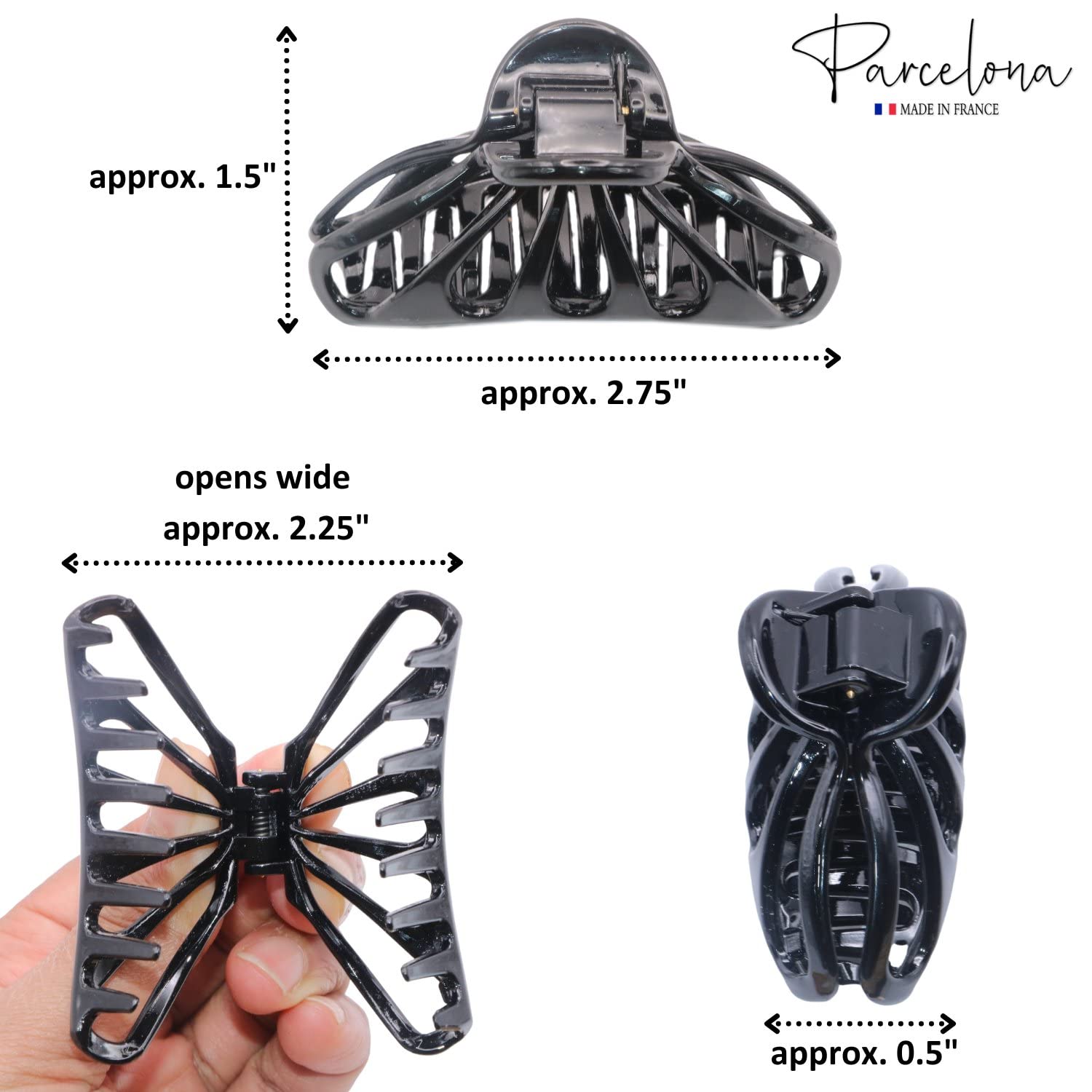 Parcelona French Rain Drop Small 2 3/4" Cellulose Jaw Hair Claw for Women