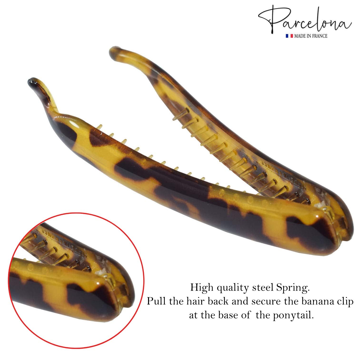 Parcelona French Small 3.75” Cellulose Set of 2 Banana Hair Clips for Women