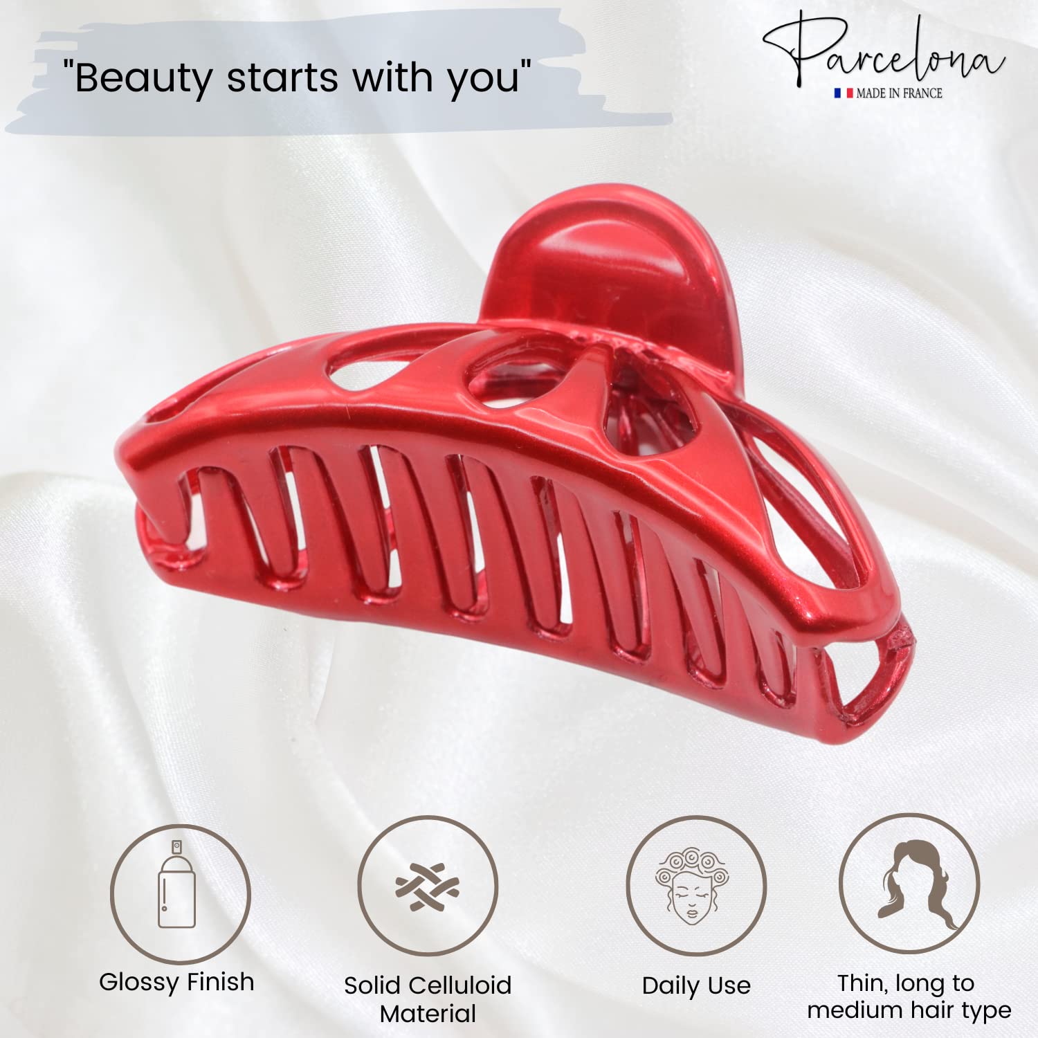 Parcelona French Rain Drop Small 2 3/4" Cellulose Jaw Hair Claw for Women