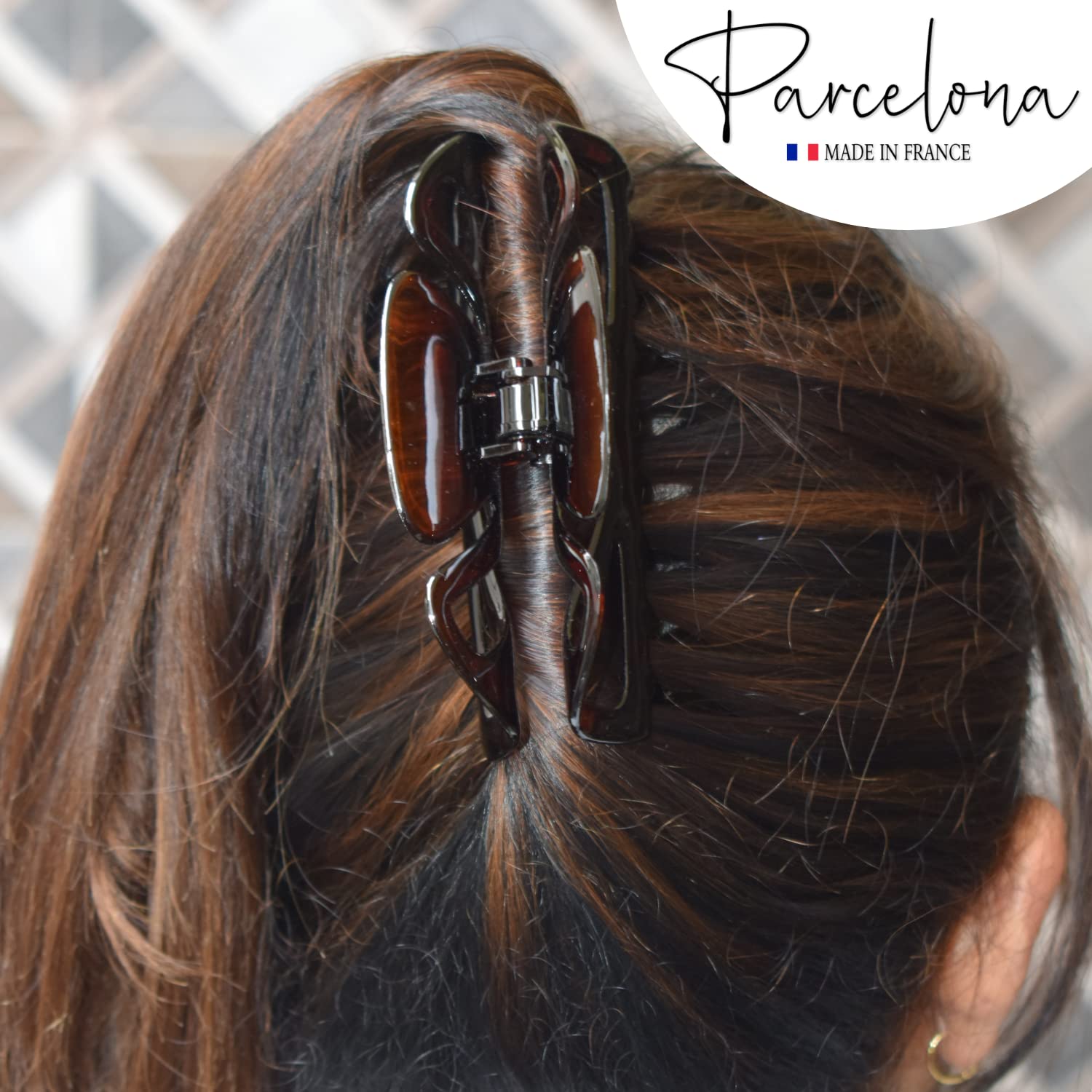 Parcelona French Glossy Belle Large Cellulose Hair Claw for Women