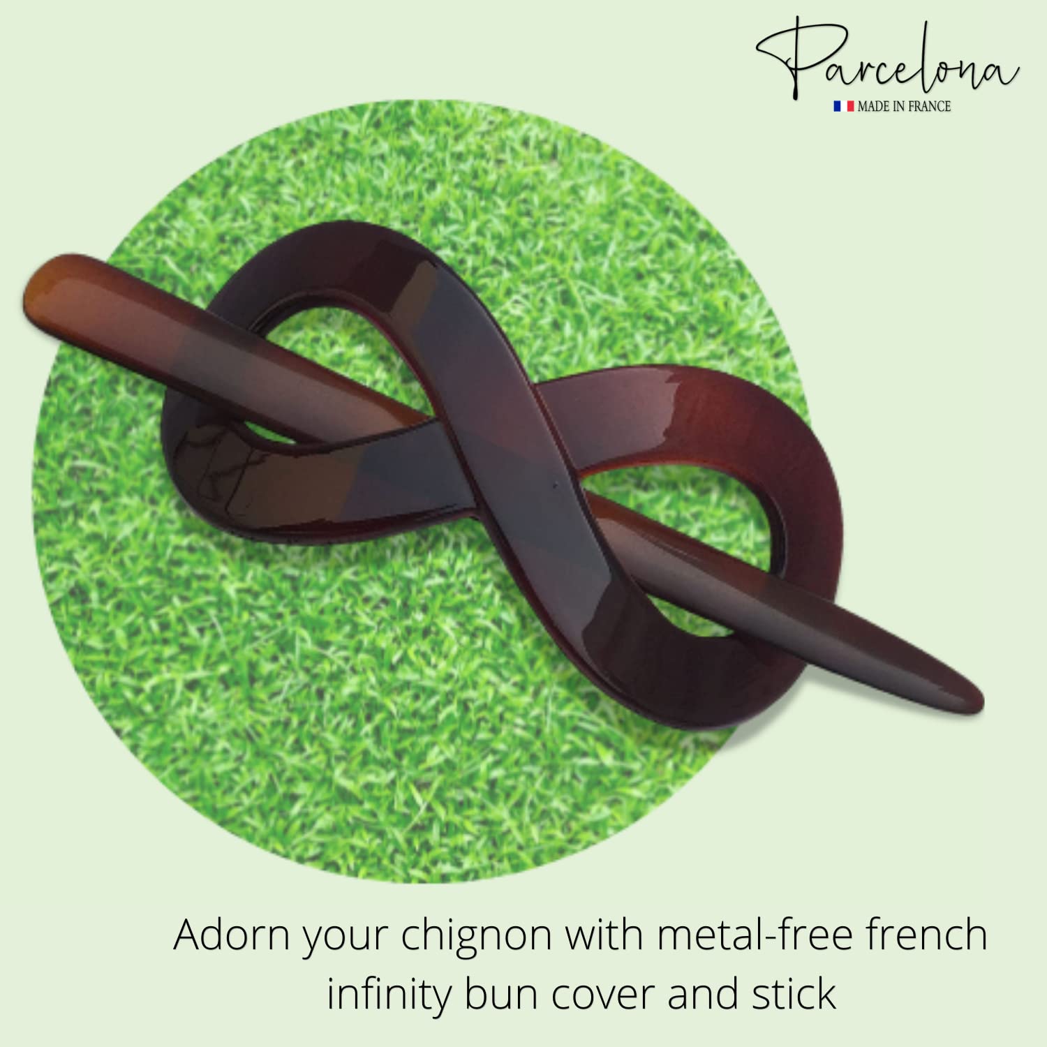 Parcelona French Infinity Medium Cellulose Hair Slider Bun Cover for Women