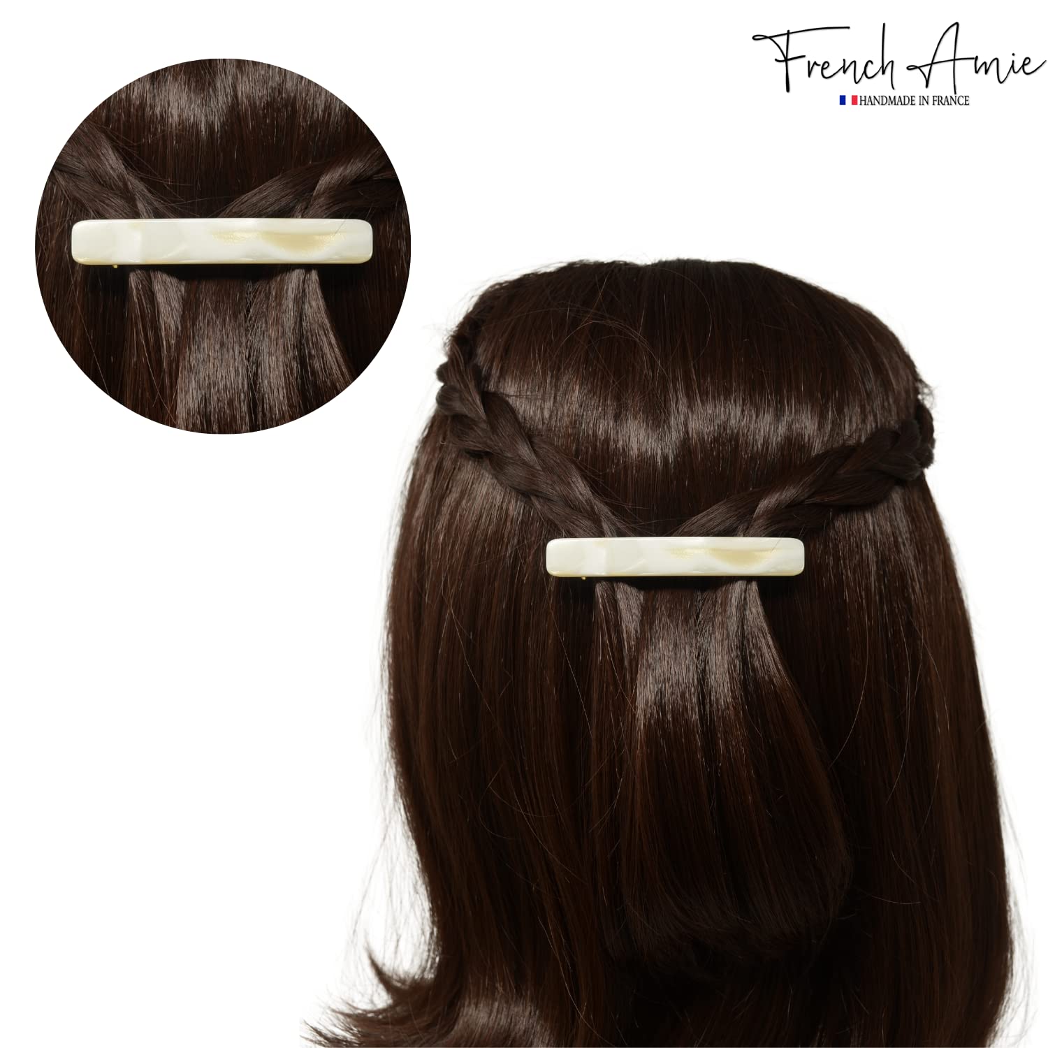 French Amie Small 2 1/4" Cellulose Handmade Hair Barrette for Women and Girls