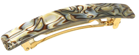 French Amie Bar Medium Handmade Onyx Celluloid Acetate Hair Clip Barrette