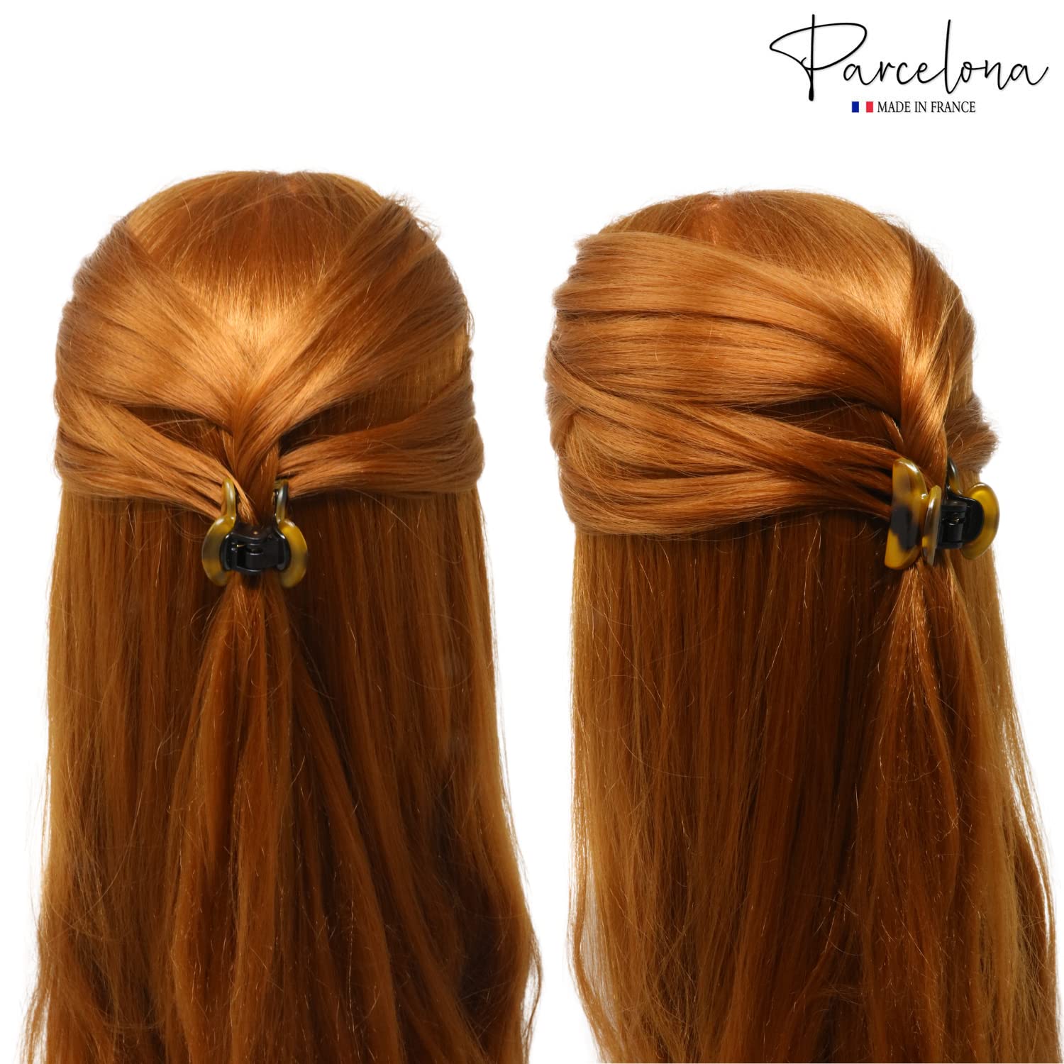 Parcelona French Glossy Oval Very Small 1.25" Cellulose Hair Claws Set of 2