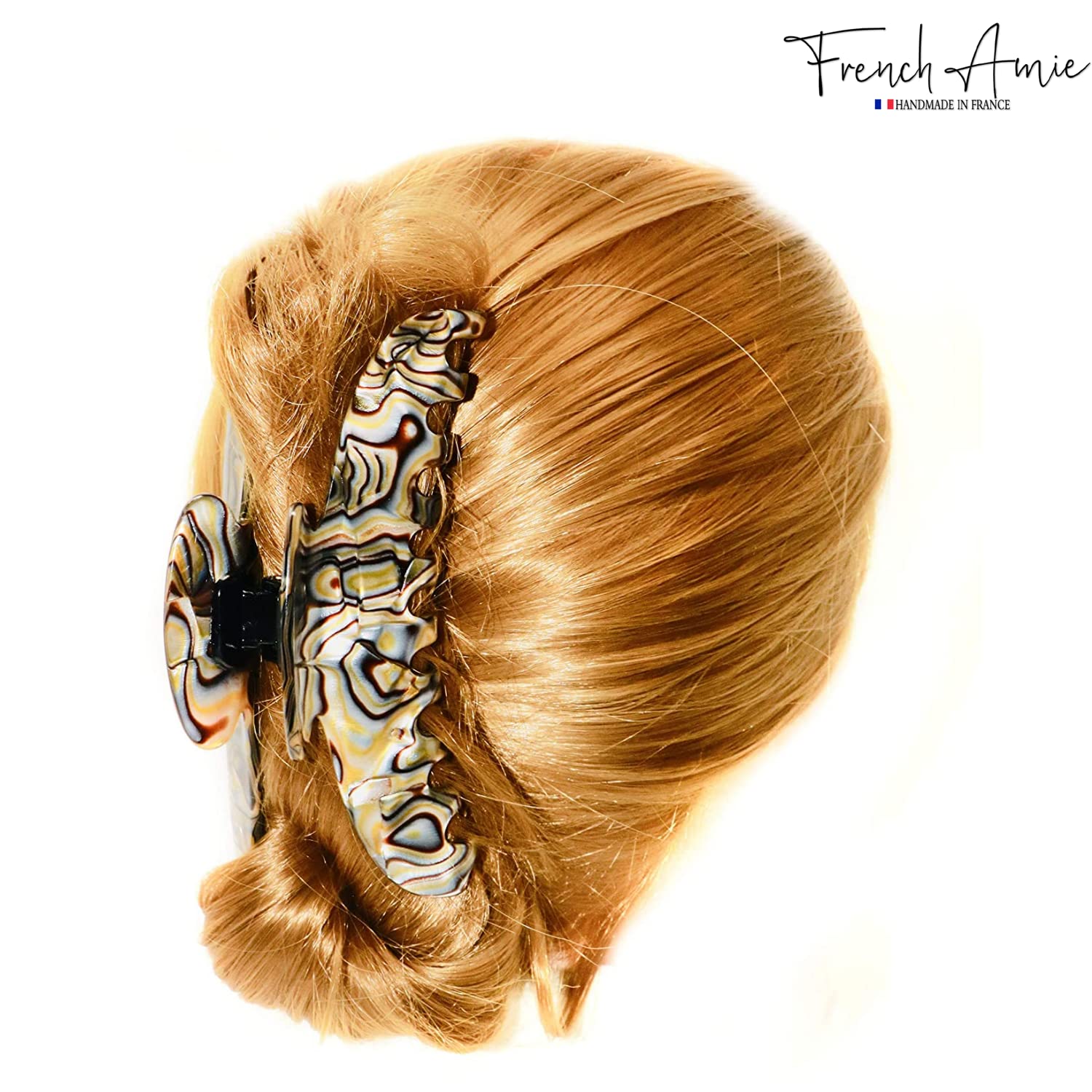 French Amie Contour Large 4 ¾” Cellulose Handmade Jaw Hair Claw Clip for Women