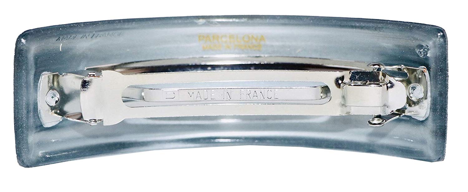 Parcelona French Streaky Black Silver Curved Strong Grip Volume Hair Clip Barrette