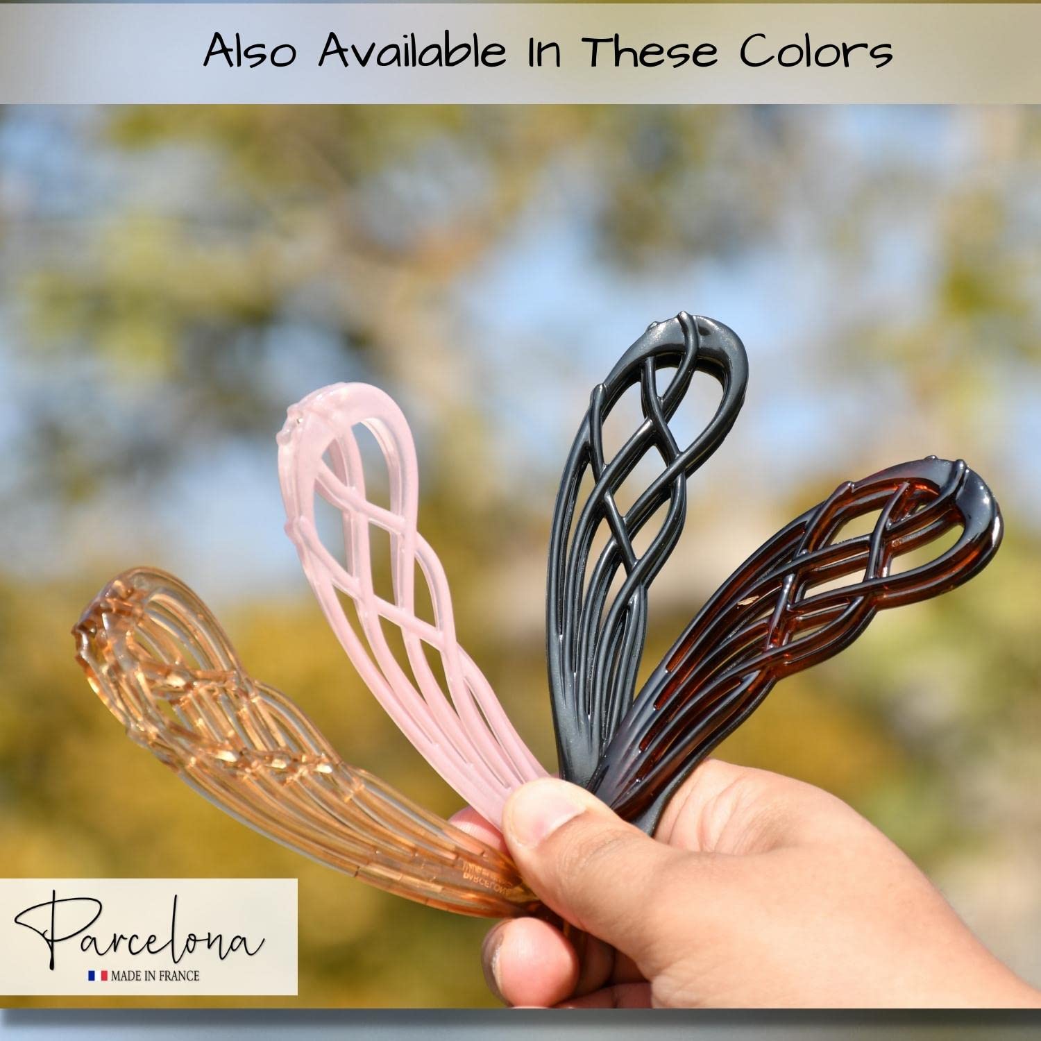 Parcelona French Curved Large 4" Cellulose Banana Hair Clip for Women