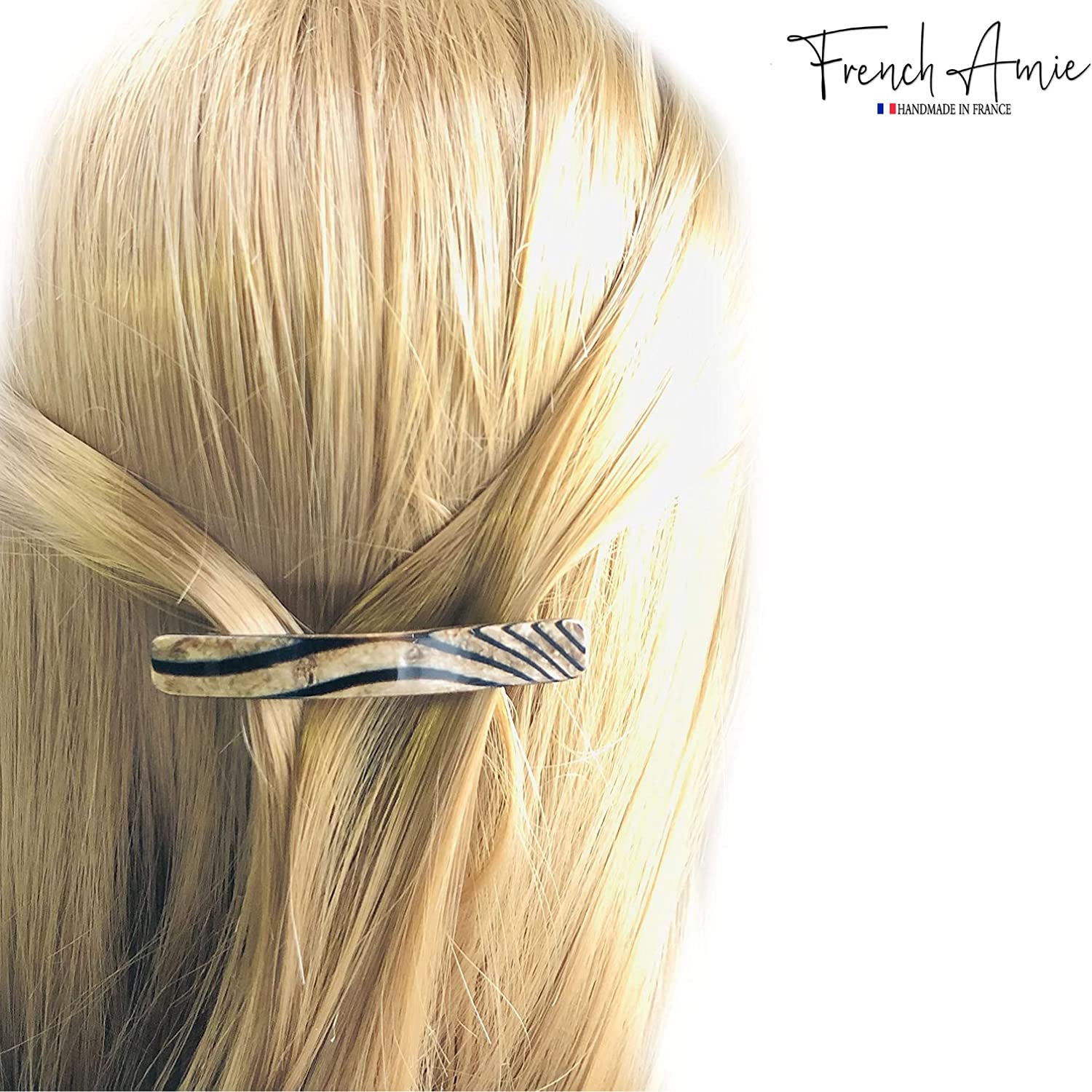 French Amie Small 2 1/4" Cellulose Handmade Hair Barrette for Women and Girls