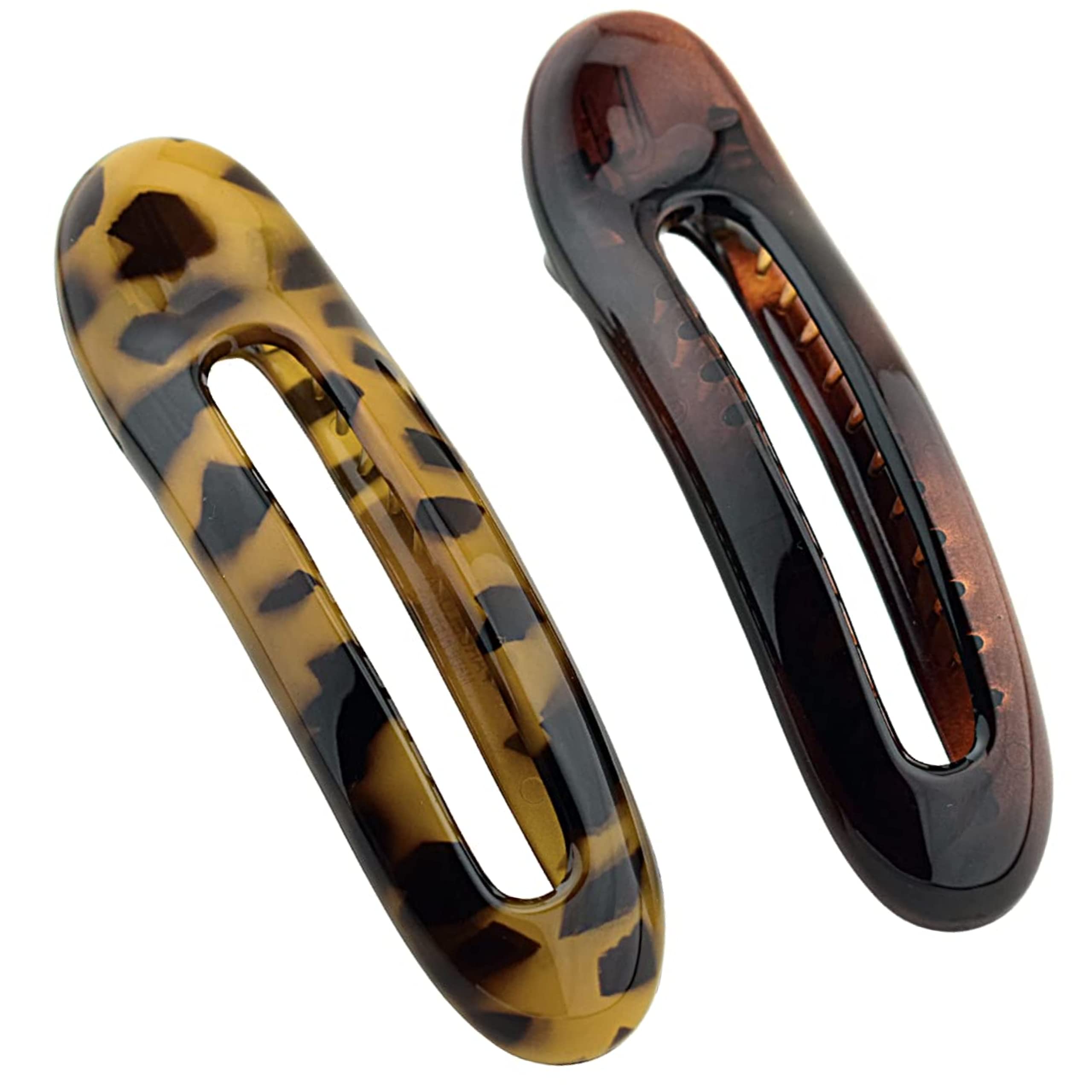 Parcelona French Oval Slider Large 4.75" Cellulose Side Hair Claw Clips(2 Pcs)