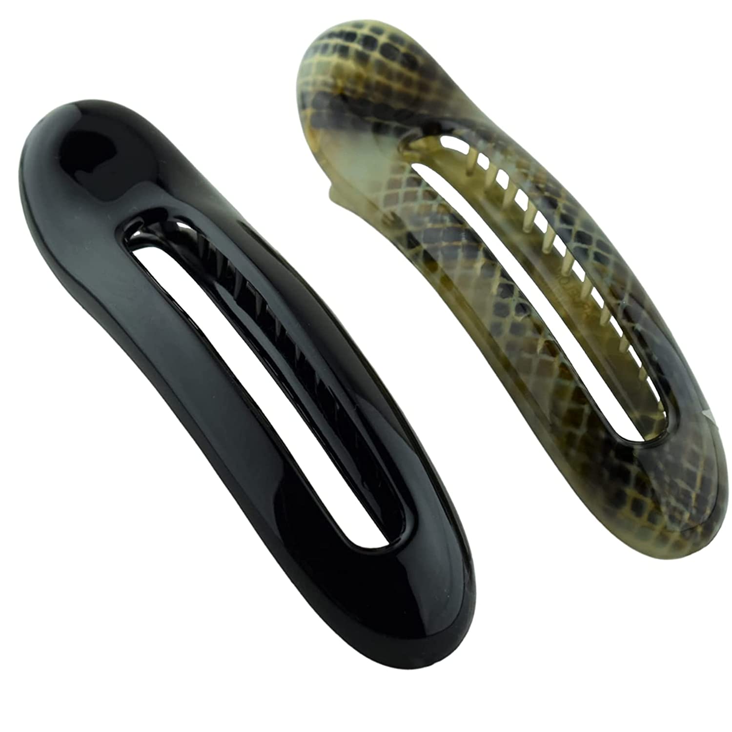 Parcelona French Oval Slider Large 4.75" Cellulose Side Hair Claw Clips(2 Pcs)