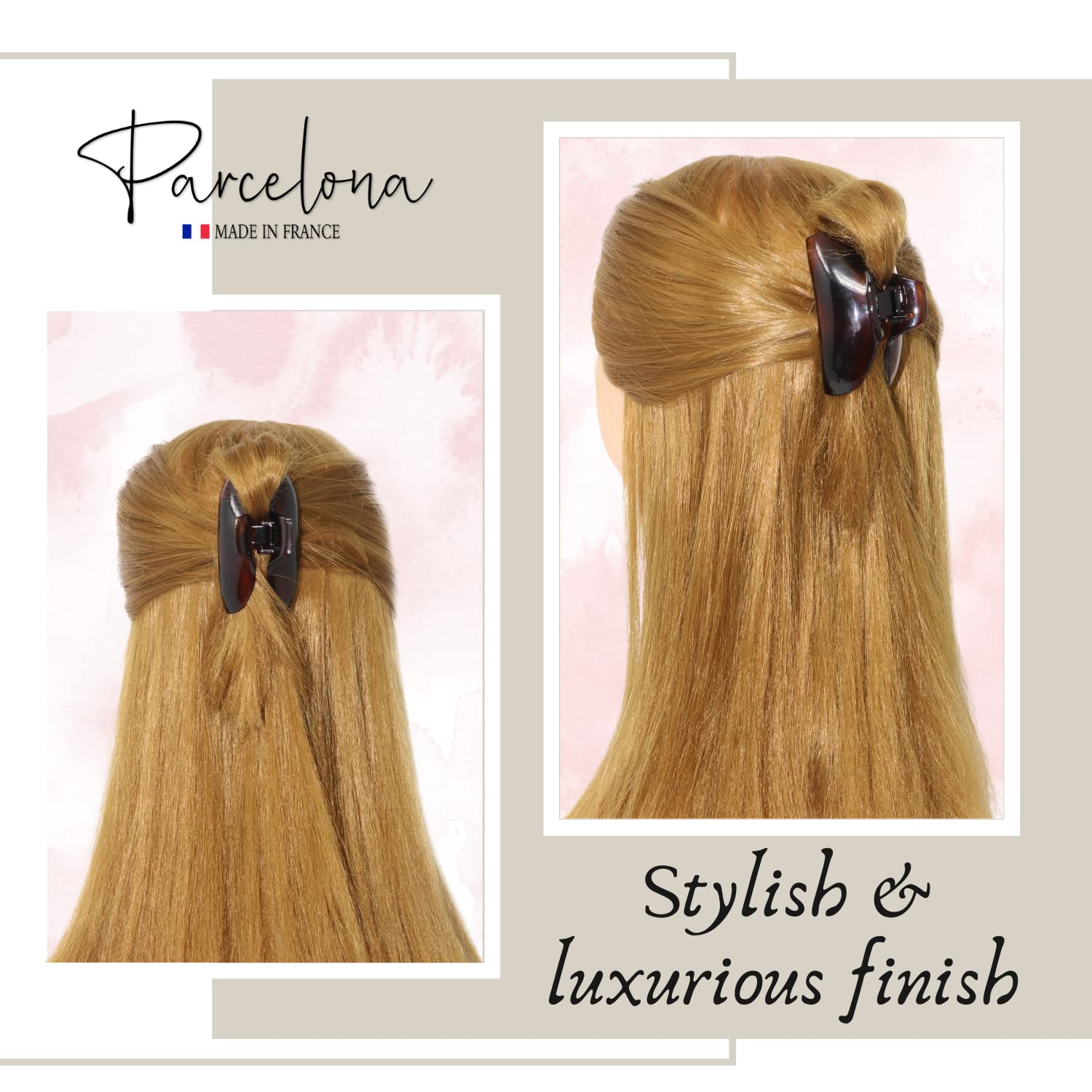 Parcelona French Elegant Medium 2 3/4" Cellulose Jaw Hair Claw Clip for Women