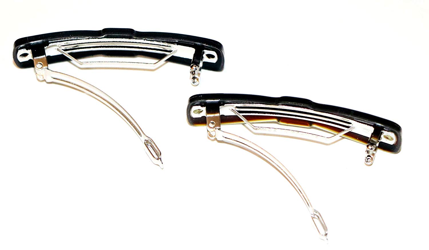 Parcelona French Knotted Bow Shell N Black Cellulose Hair Barrettes for Women