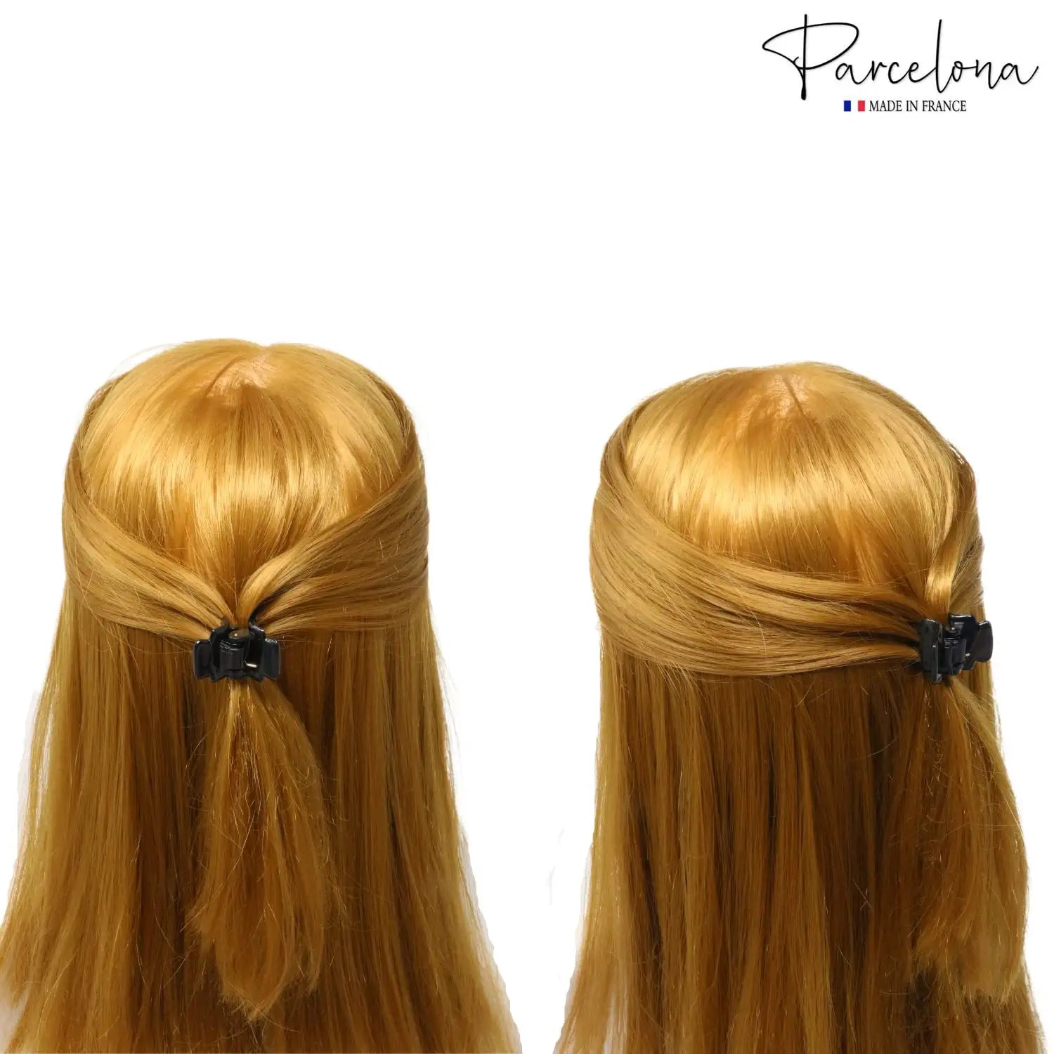 Parcelona French Glossy Square Very Small Cellulose Hair Claws for Women 2Pcs