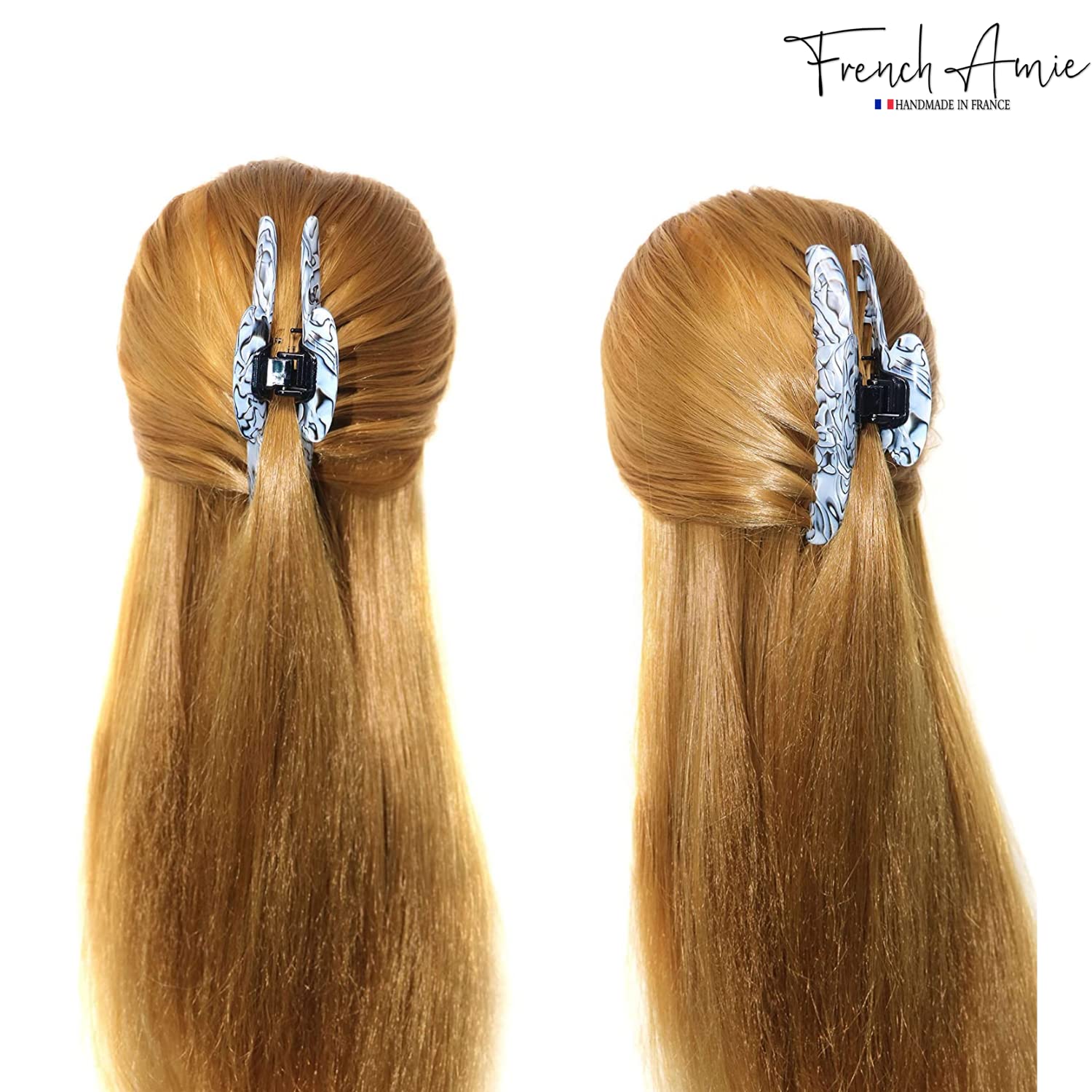 French Amie Contour Large 4 ¾” Cellulose Handmade Jaw Hair Claw Clip for Women
