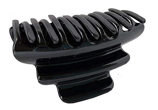 Parcelona French Crumpled Fat Medium Black Cellulose Jaw Hair Claw Clip Clutcher