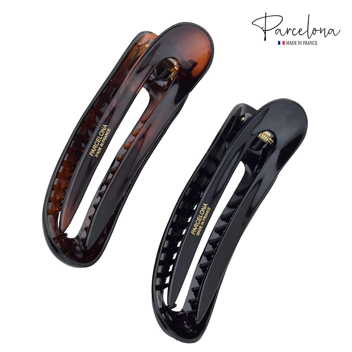Parcelona French Oval Slider Large 4.75" Cellulose Side Hair Claw Clips(2 Pcs)