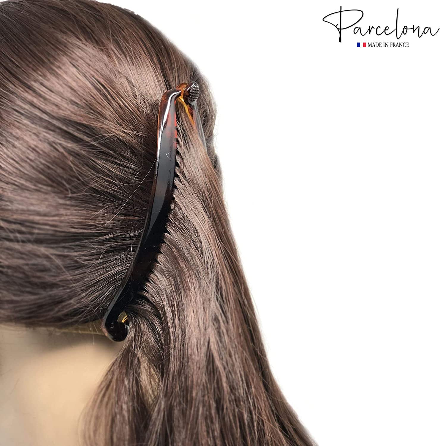 Parcelona French Curved Shell Medium Cellulose Ponytail Holder Banana Hair Clip