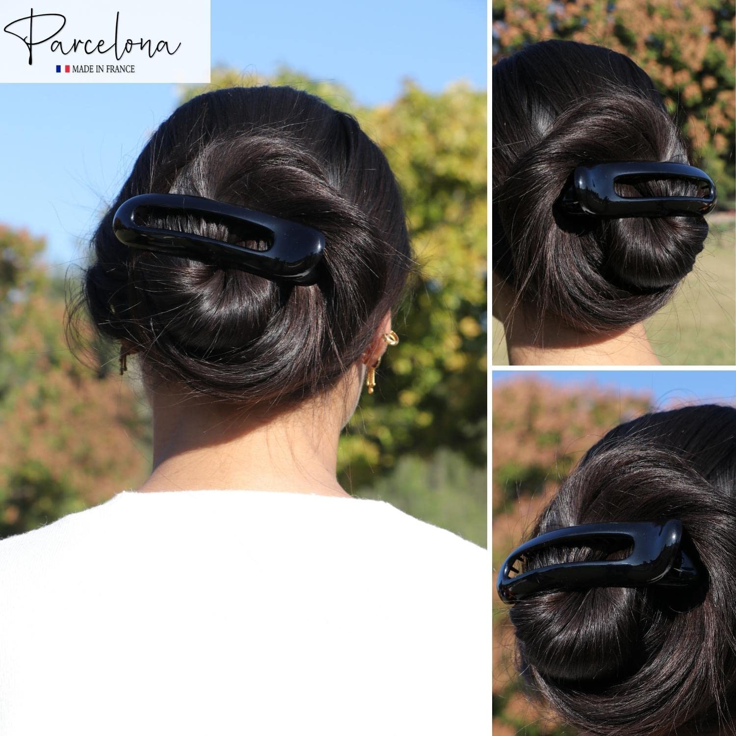 Parcelona French Oval Slider Large 4.75" Cellulose Side Hair Claw Clips(2 Pcs)