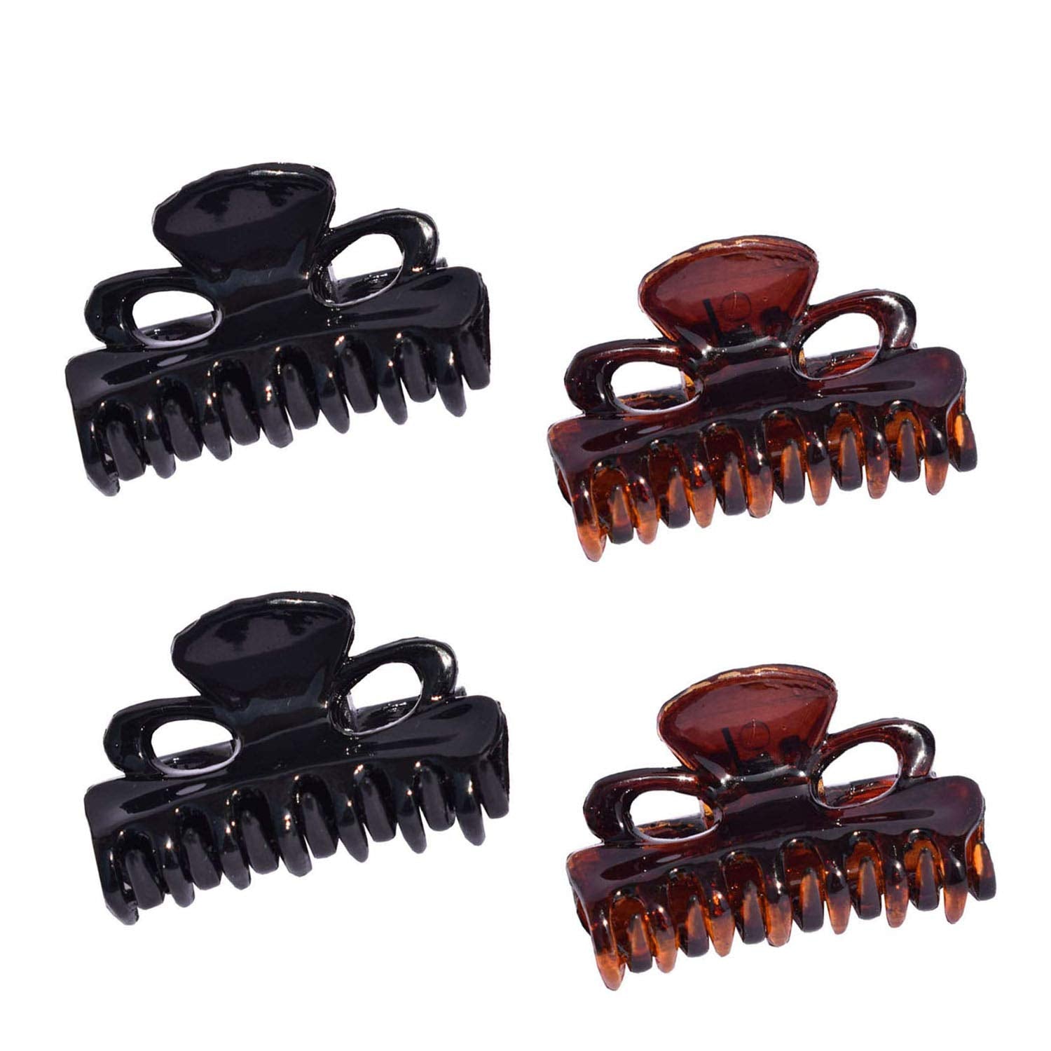 Parcelona French petite neu Mini Set of 4 Brown and Black Cellulose Hair Claws