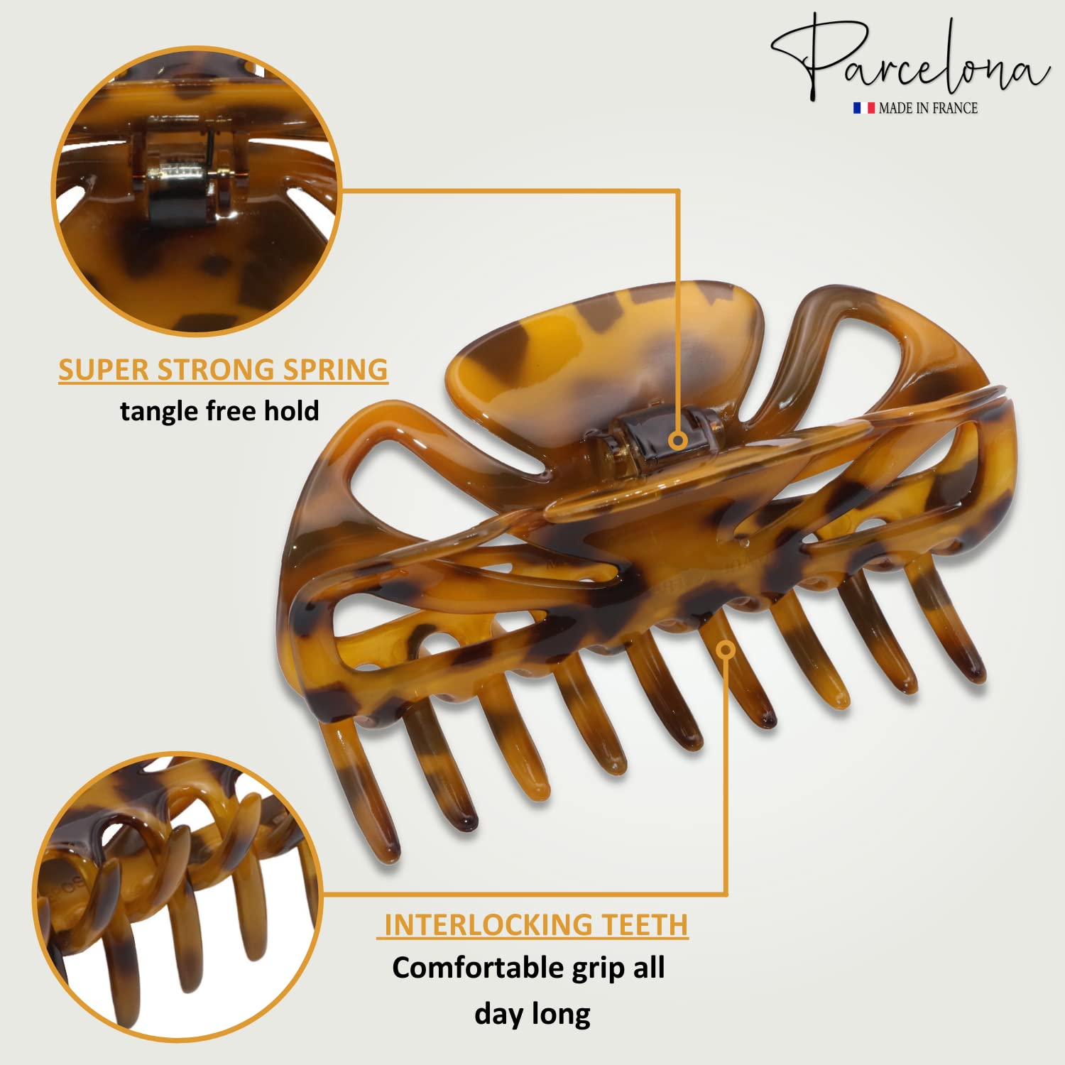 Parcelona French Glossy Belle Large Cellulose Hair Claw for Women