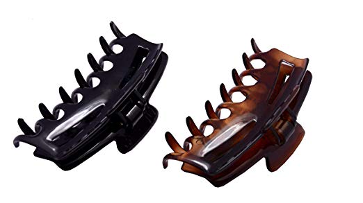 Parcelona French Bend Narrow Small Shell and Black Cellulose Jaw Hair Claw