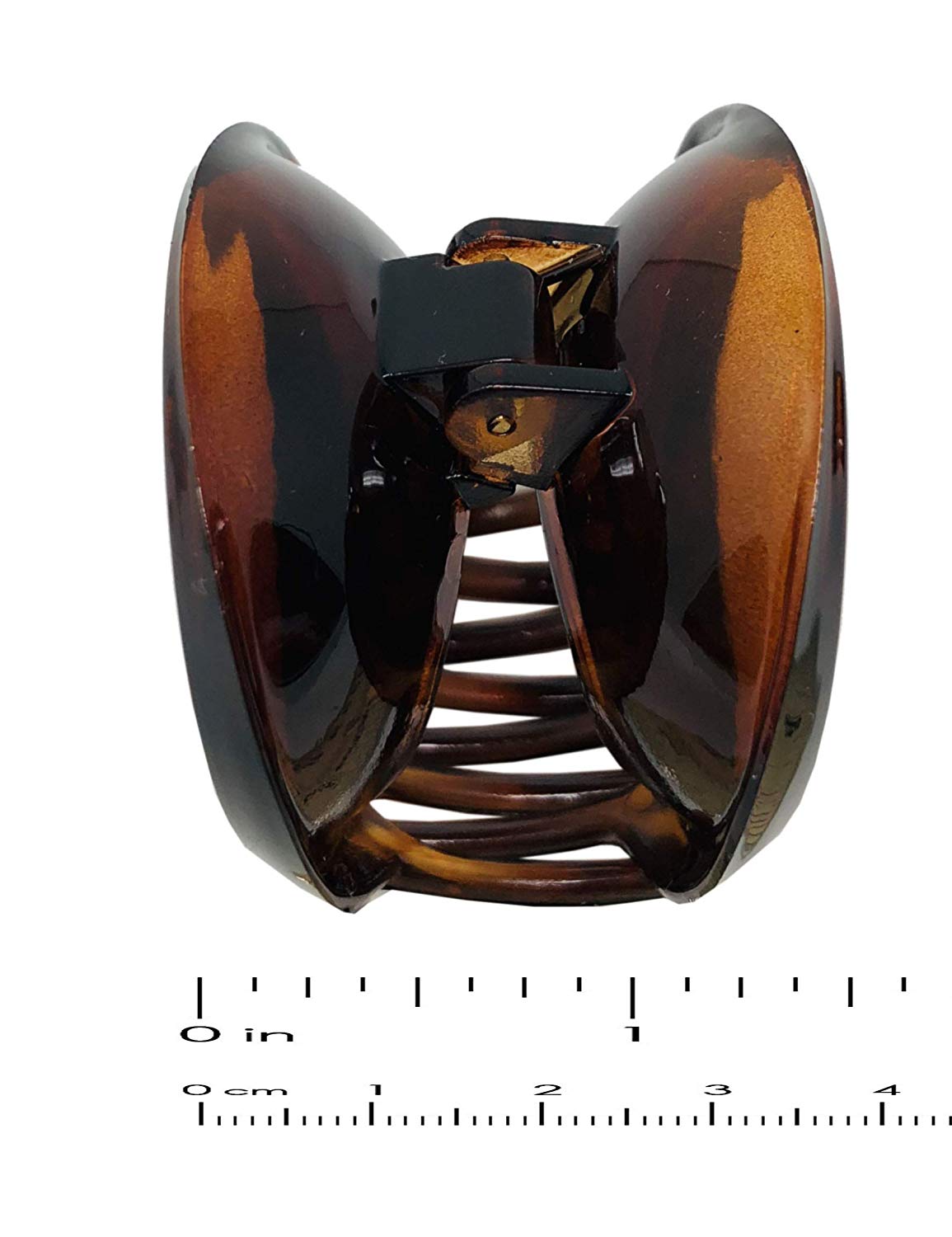 Parcelona Round Large Shell & Black Pony Jaw Hair Claw Clip with Covered Spring