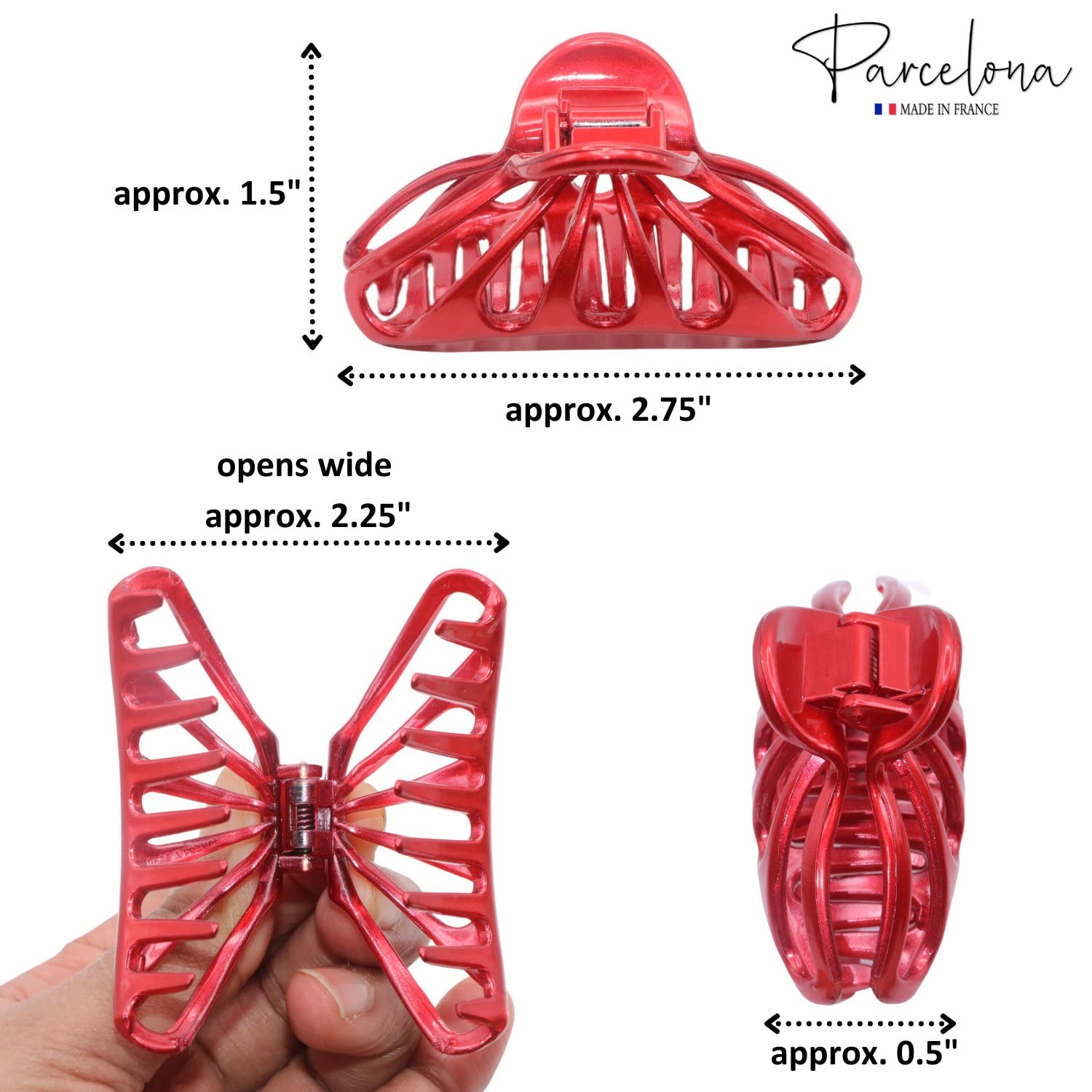Parcelona French Rain Drop Small 2 3/4" Cellulose Jaw Hair Claw for Women