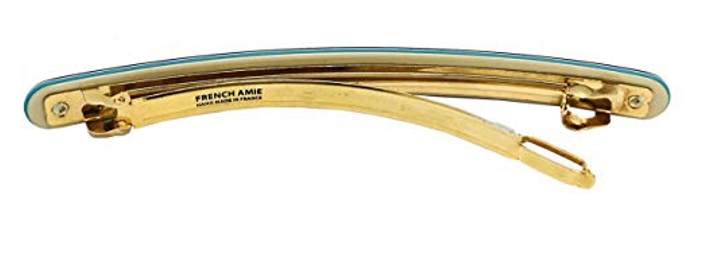 French Amie Skinny Lean Black Rounded Edges Handmade Hair Clip Barrette
