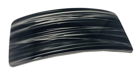 Parcelona French Grey Black Streaks Bar Wide Large Celluloid Hair Clip Barrette