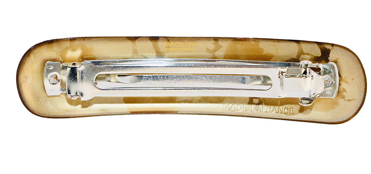 Parcelona French Golden Yellow Peach Hand Painted Cellulose Large Hair Barrette