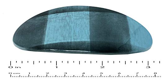 Parcelona French Oval Wide Large Blue Grey Checks Cellulose Automatic Hair Clip