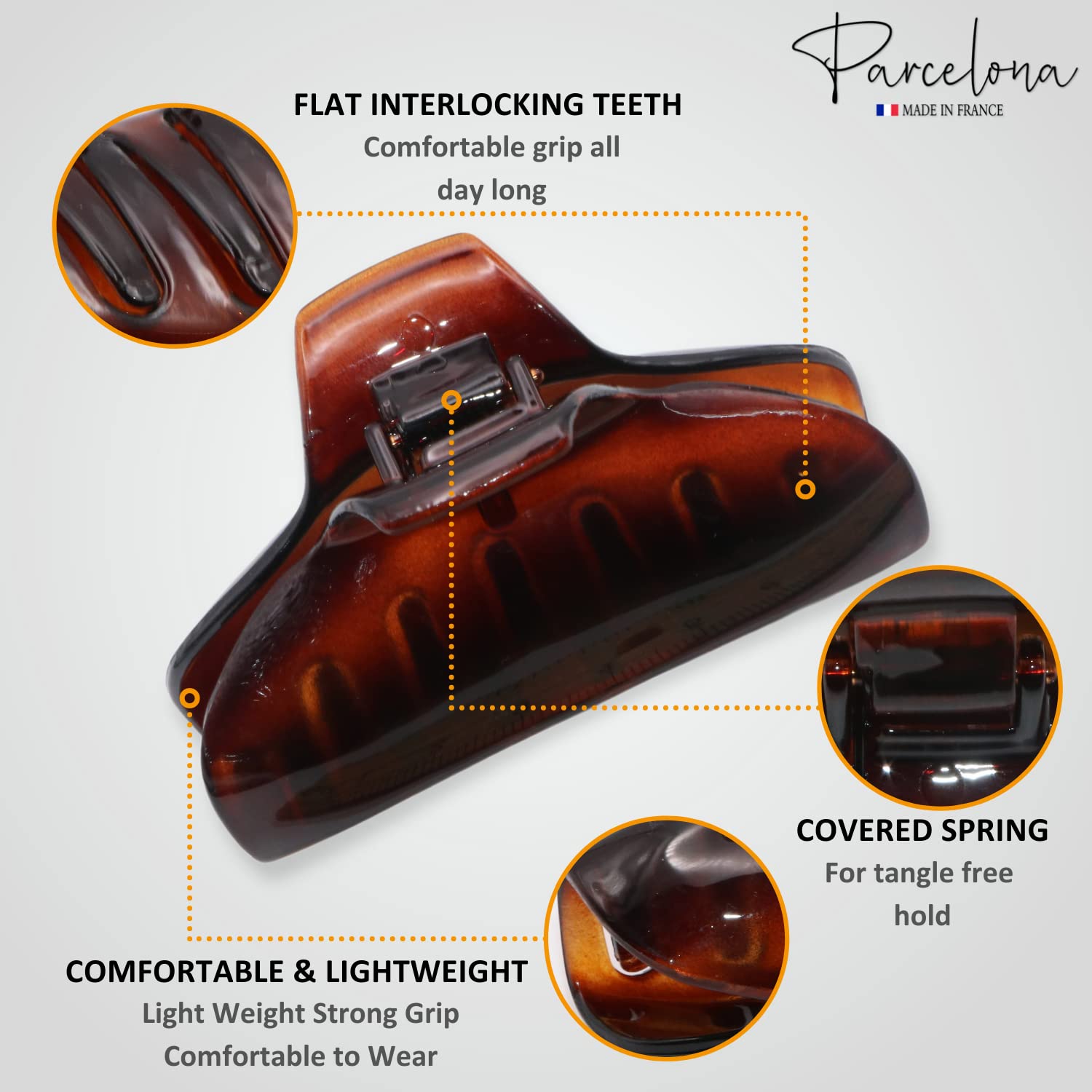 Parcelona French Elegant Medium 2 3/4" Cellulose Jaw Hair Claw Clip for Women