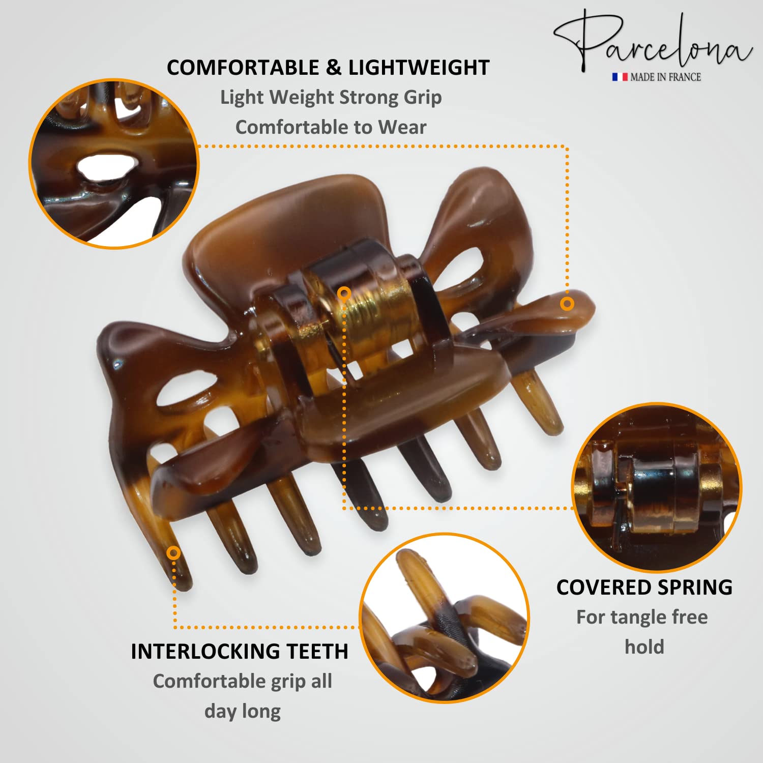 Parcelona French Classic Small 1 1/2" Cellulose Acetate Set of 2 Hair Claws