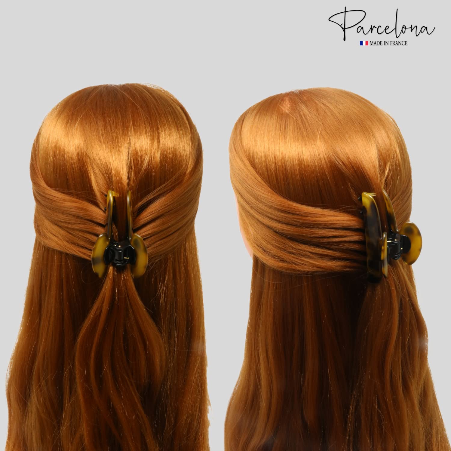 Parcelona French Glossy Oval Medium 3.5" Cellulose No Slip Hair Claw for Women