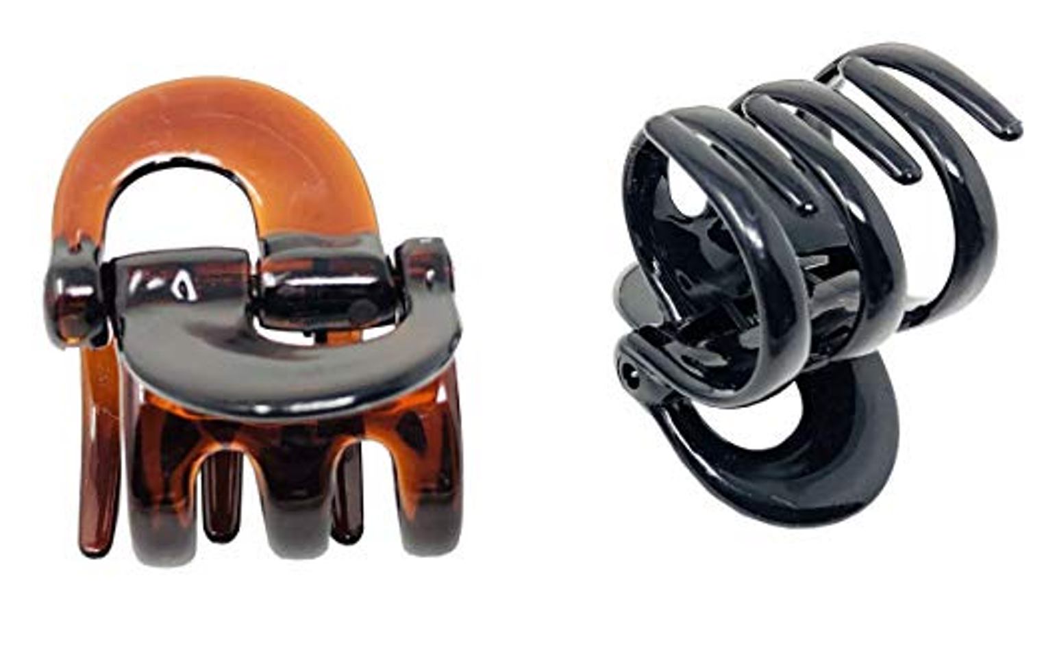 Parcelona French Circular Shell N Black Small Cellulose Hair Claws for Women