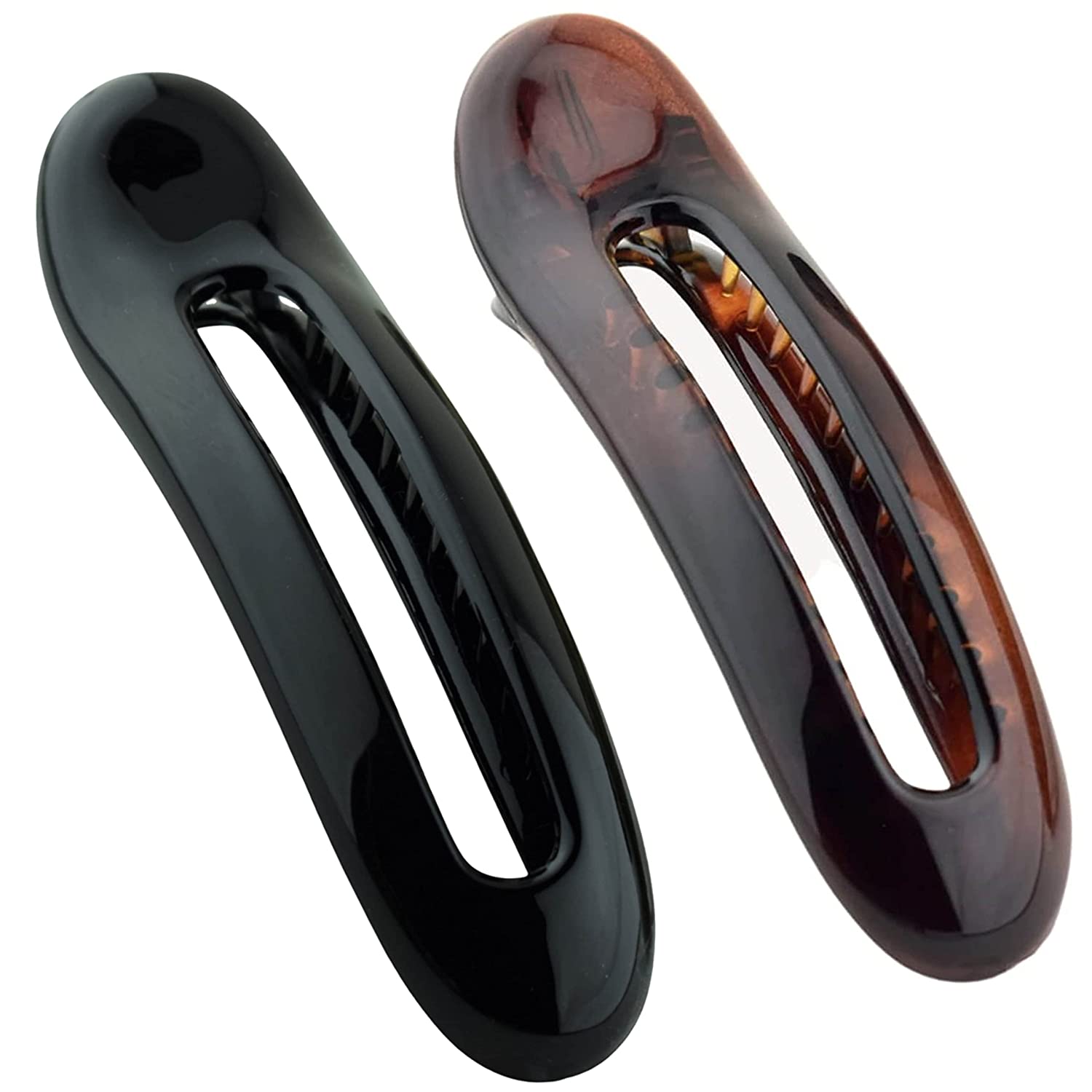 Parcelona French Oval Slider Large 4.75" Cellulose Side Hair Claw Clips(2 Pcs)