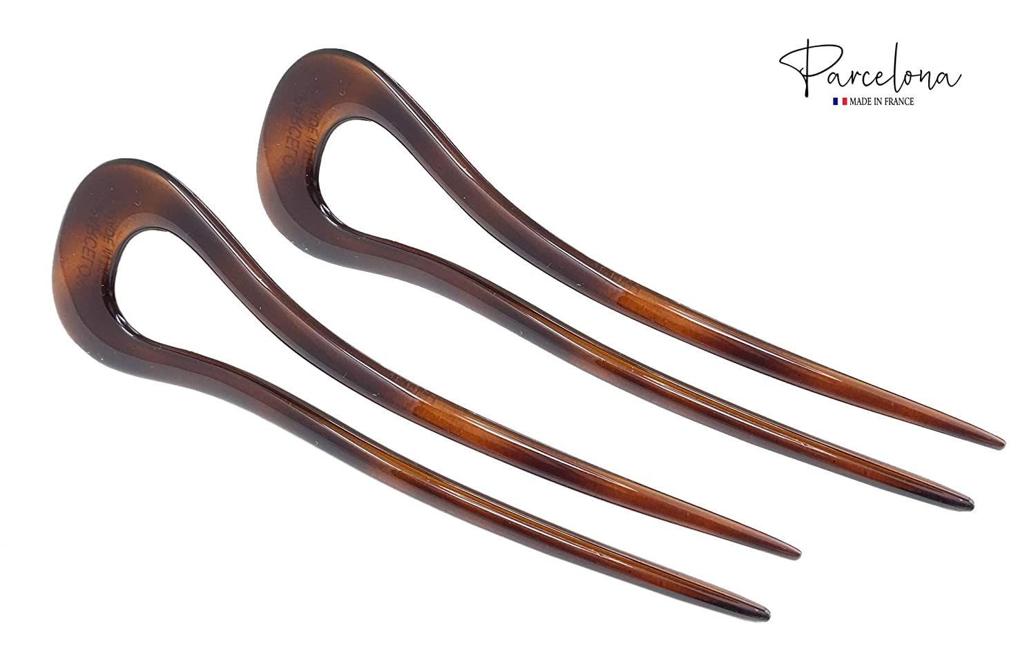 Parcelona French Classic Curve Shell Large 5 1/4” Set of 2 Chignon Hair Bun Pin