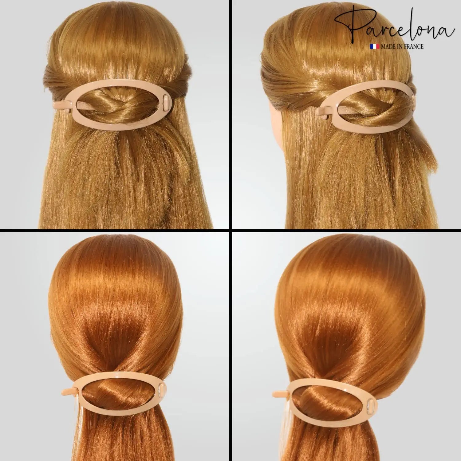 Parcelona French Plain Oval Simple Large Metal Free Hair Barrette for Women