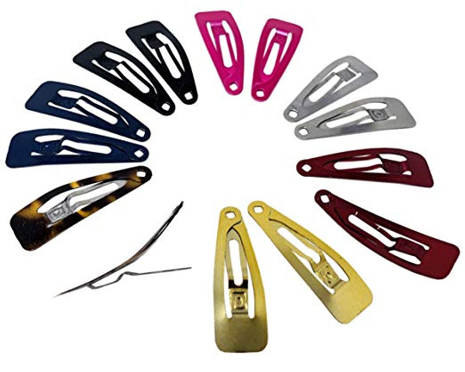 Parcelona French Mini Multi Colored Pack of 14 Clic Clac Metal Snap Hair Pins