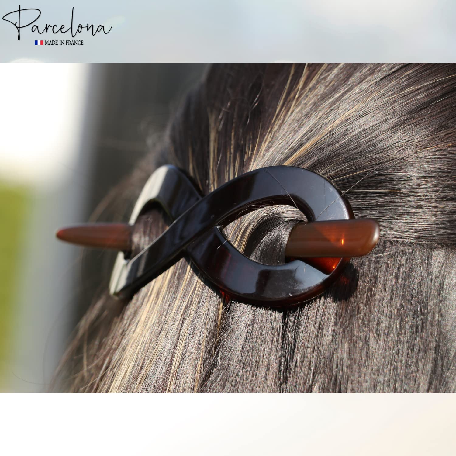 Parcelona French Infinity Medium Cellulose Hair Slider Bun Cover for Women