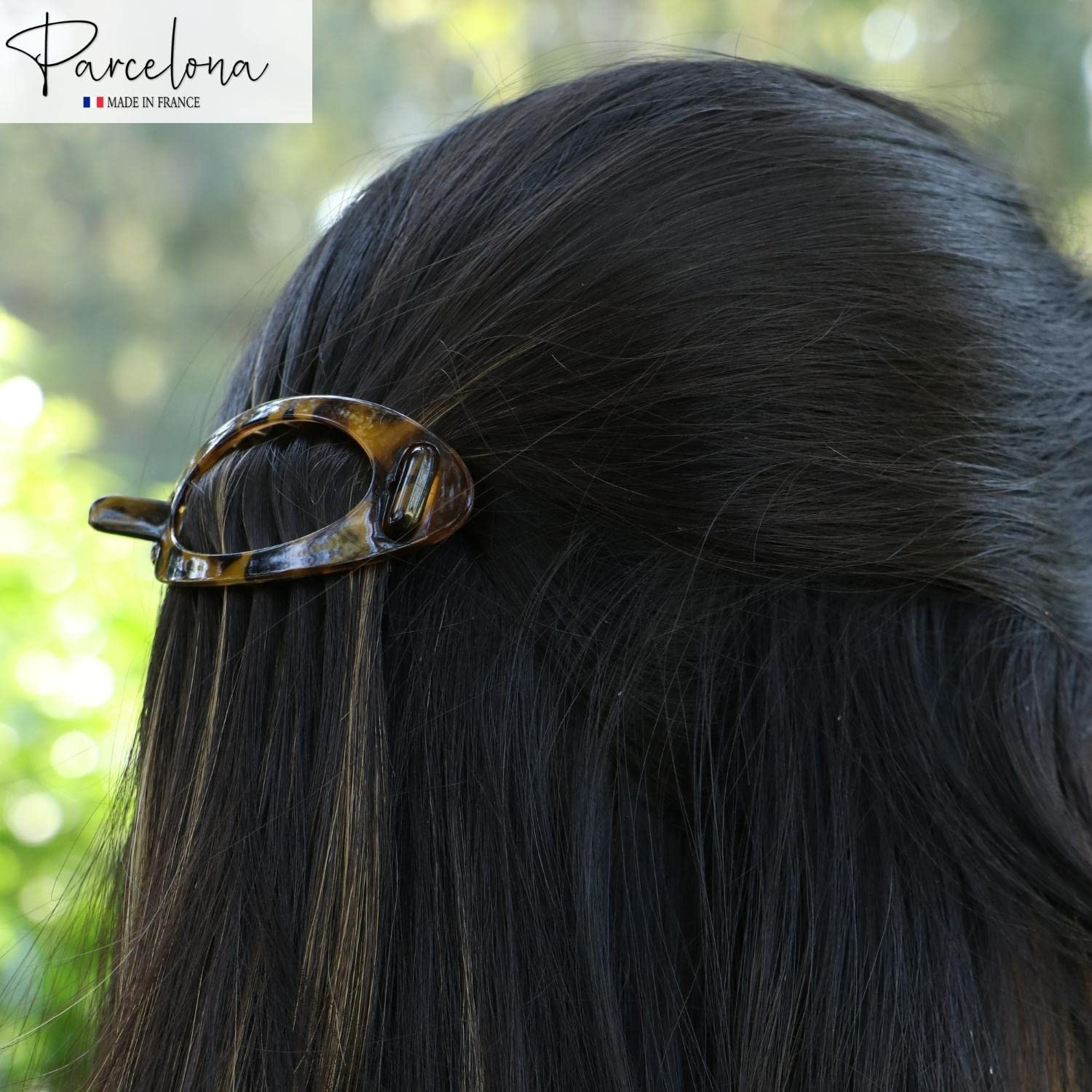 Parcelona French Plain Oval Small Cellulose Metal Free Hair Barrette for Women