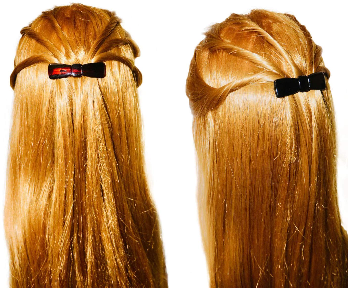 Parcelona French Knotted Bow Shell N Black Cellulose Hair Barrettes for Women