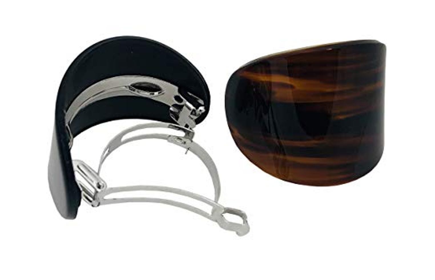 Parcelona French Curved Wide Adjustable Cellulose Hair Barrettes for Women